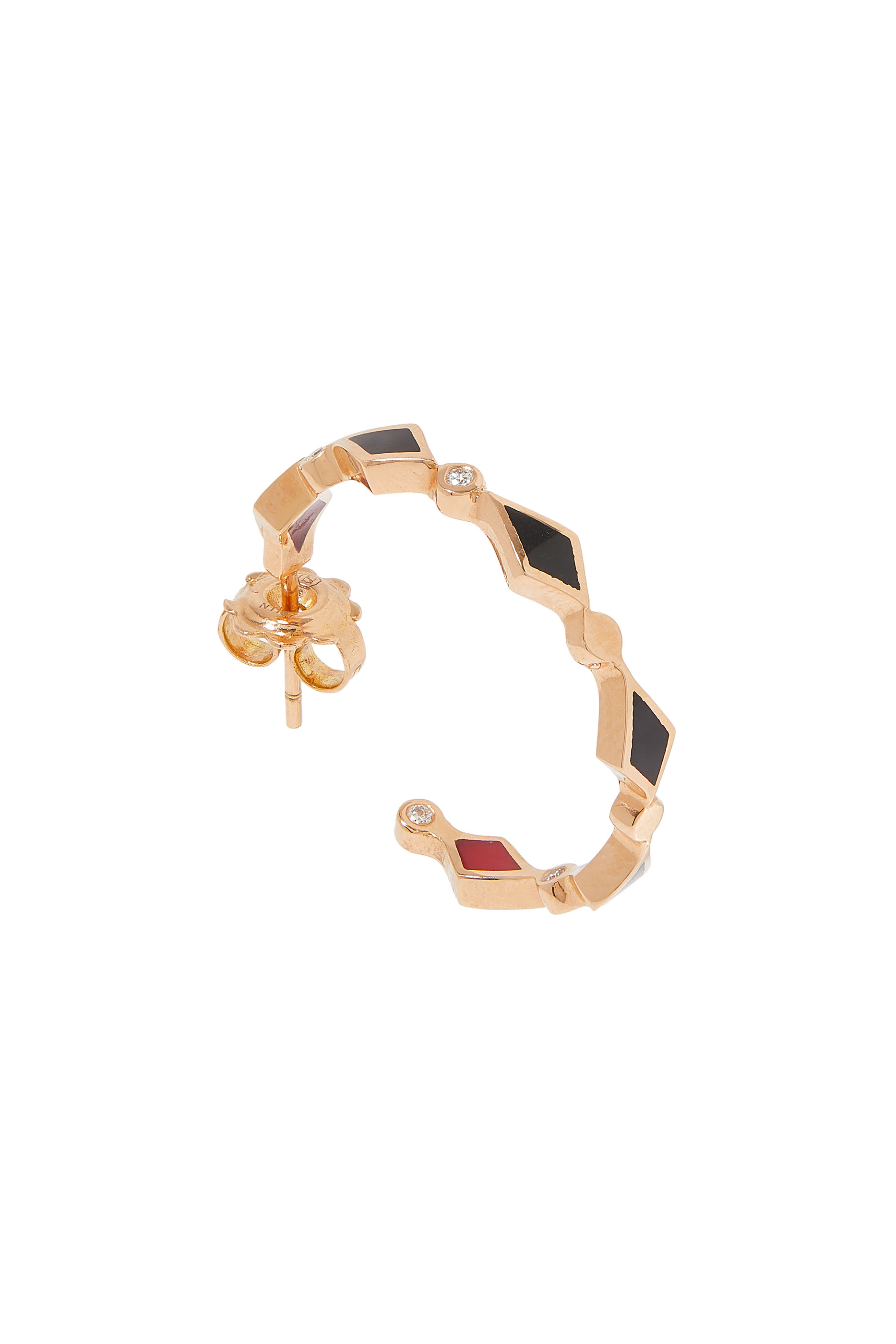 Mosaic Single Hoop Earrings, 18k Pink Gold