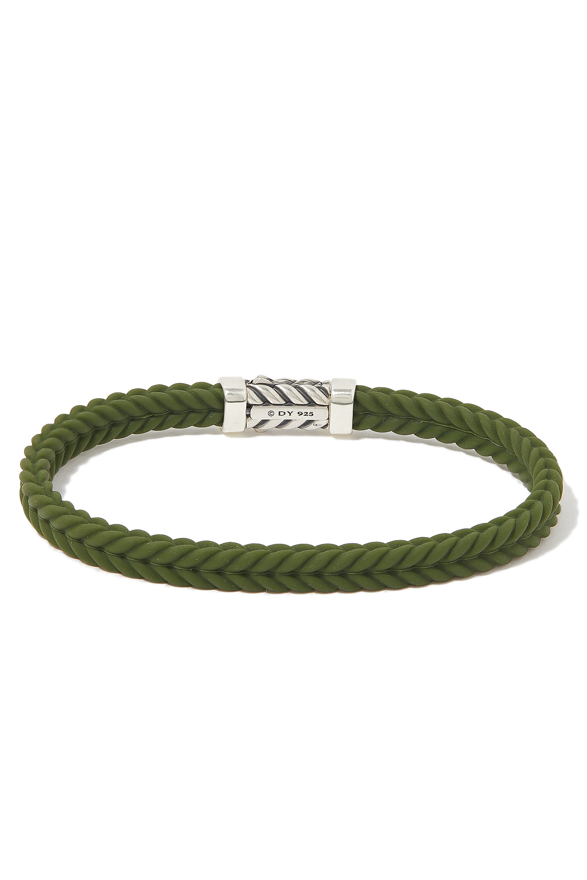 Chevron Woven Rubber Bracelet and Sterling Silver