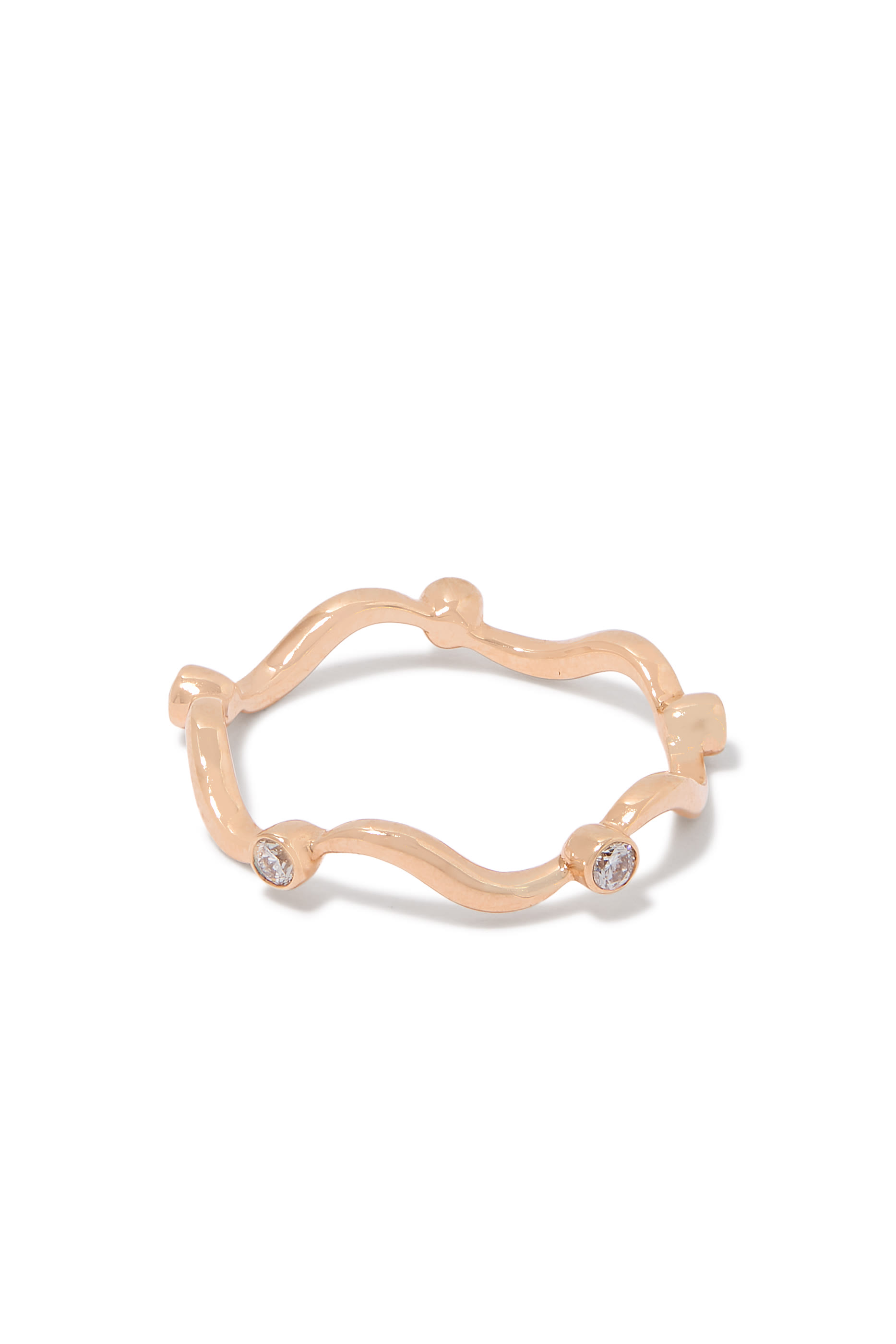 Single Wave Ring, 18k Rose Gold & Diamonds