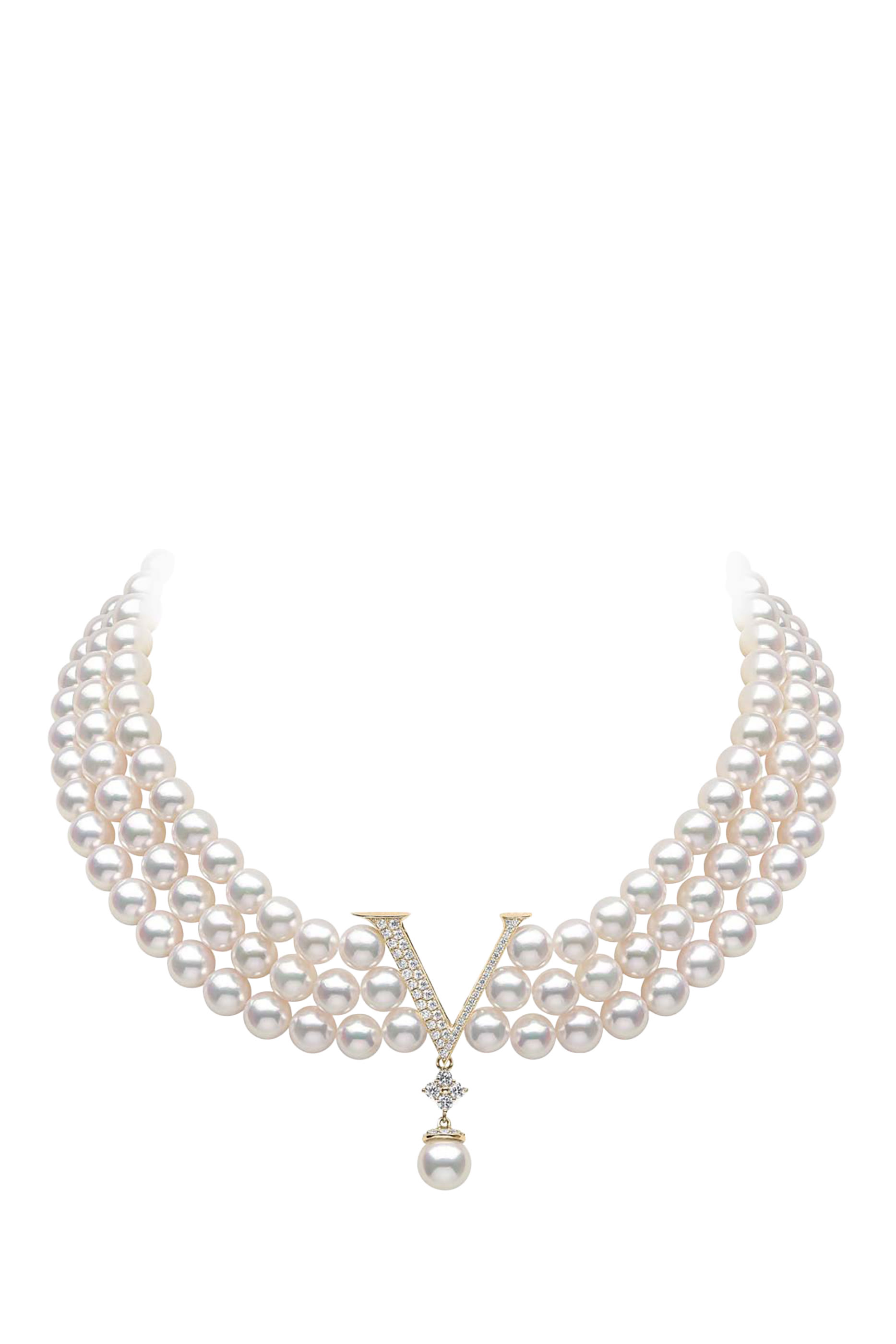  O by Yoko Choker, 18K Yellow Gold with Akoya Pearls & Diamonds