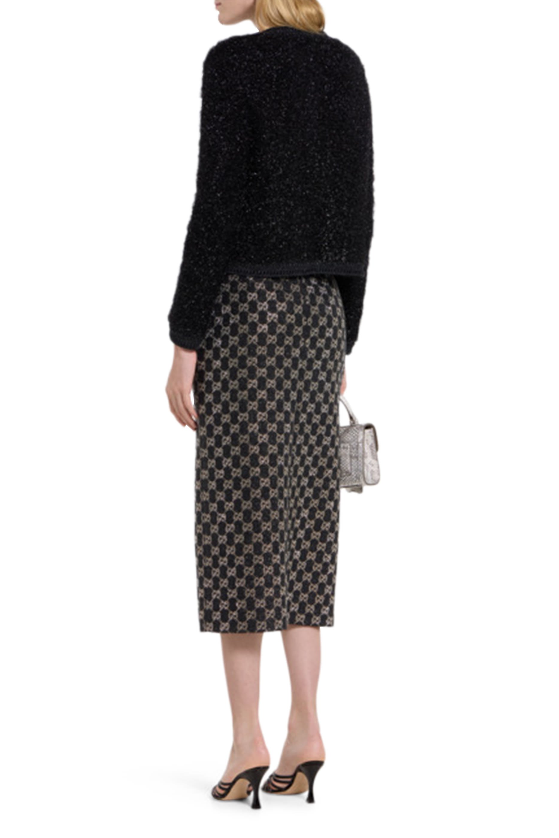 Embroidered Wool Tweed Lam&eacute; Skirt 