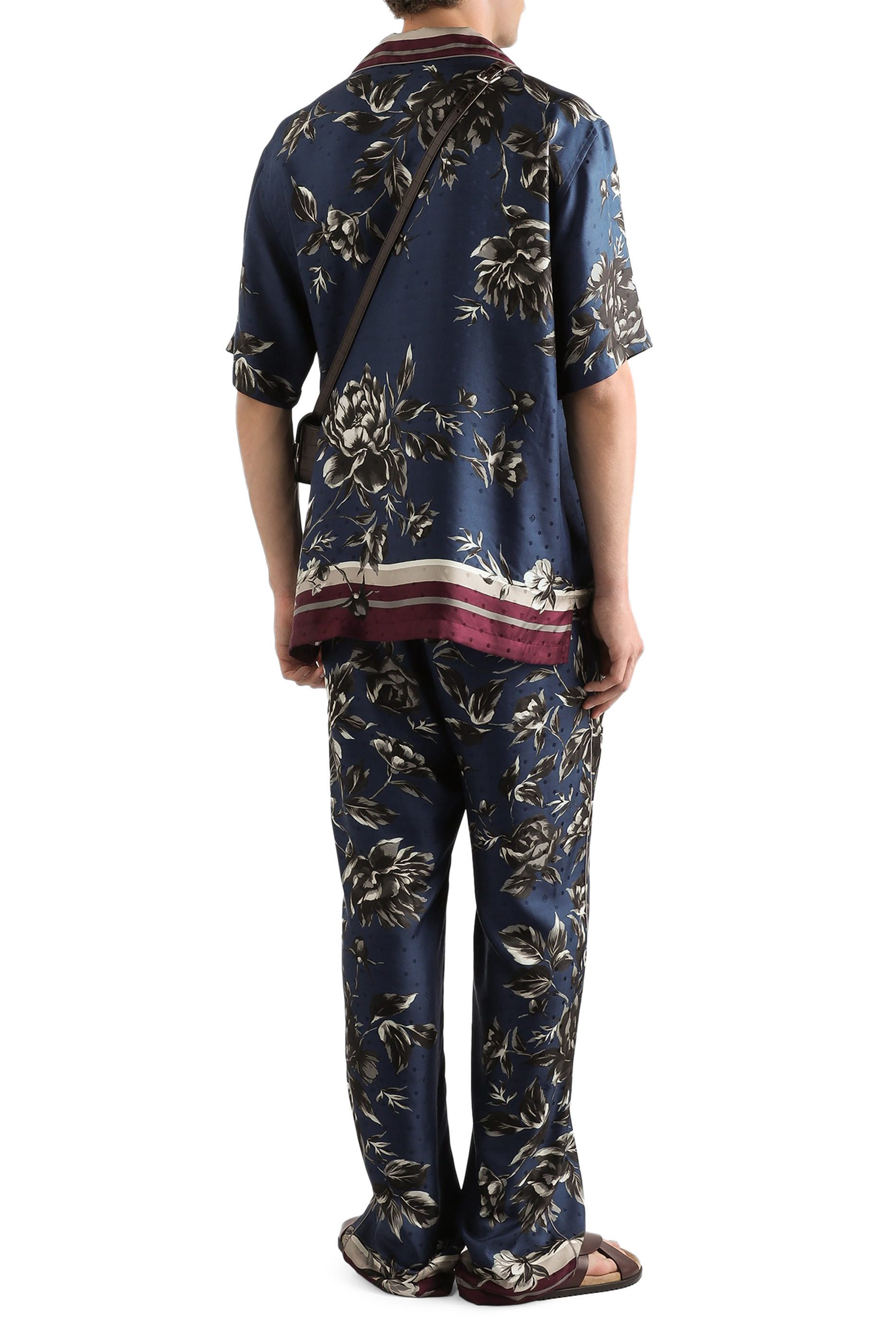 Peony-Print Vanity Twill Trousers