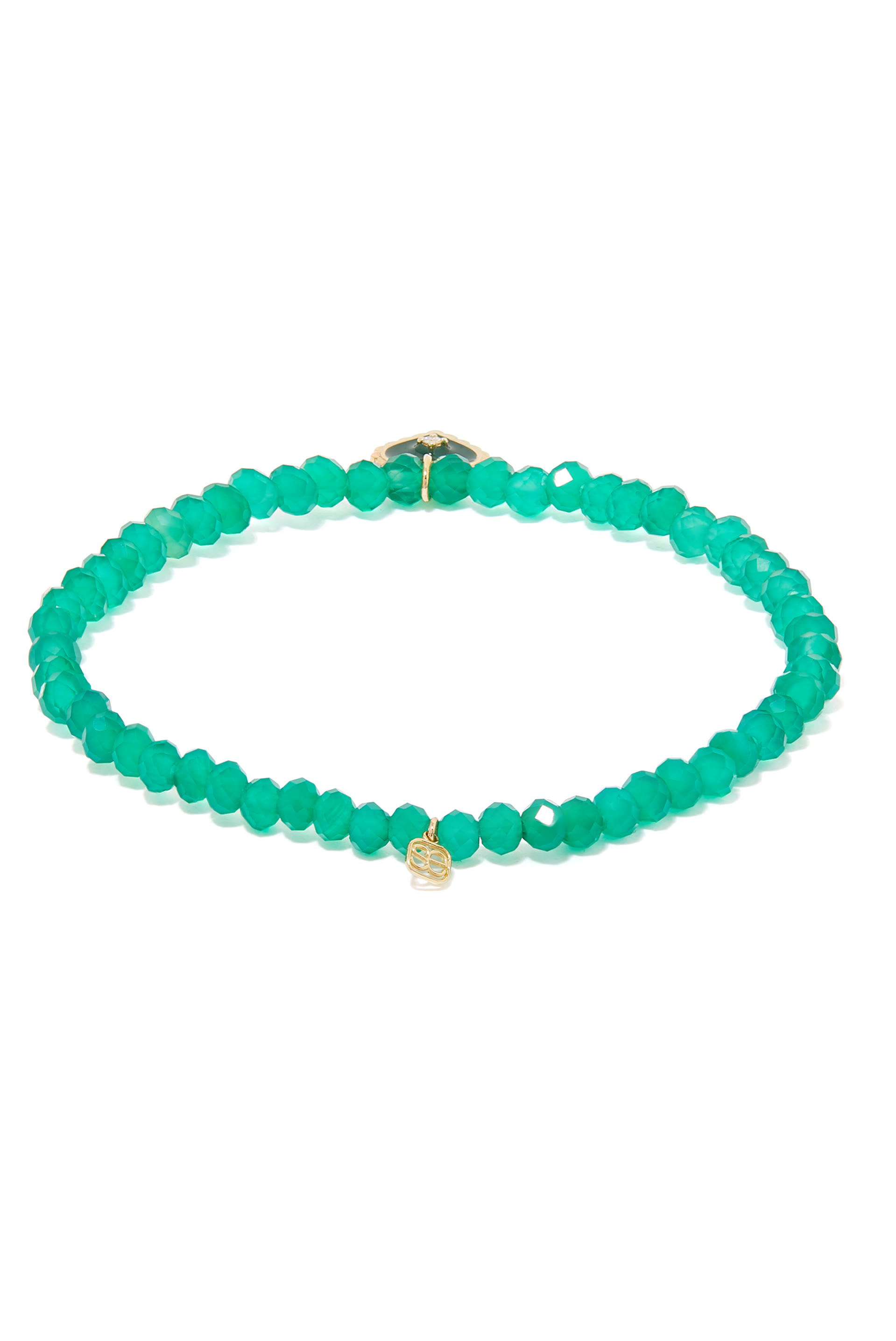 Gold & Enamel Mini Heart On Green Onyx