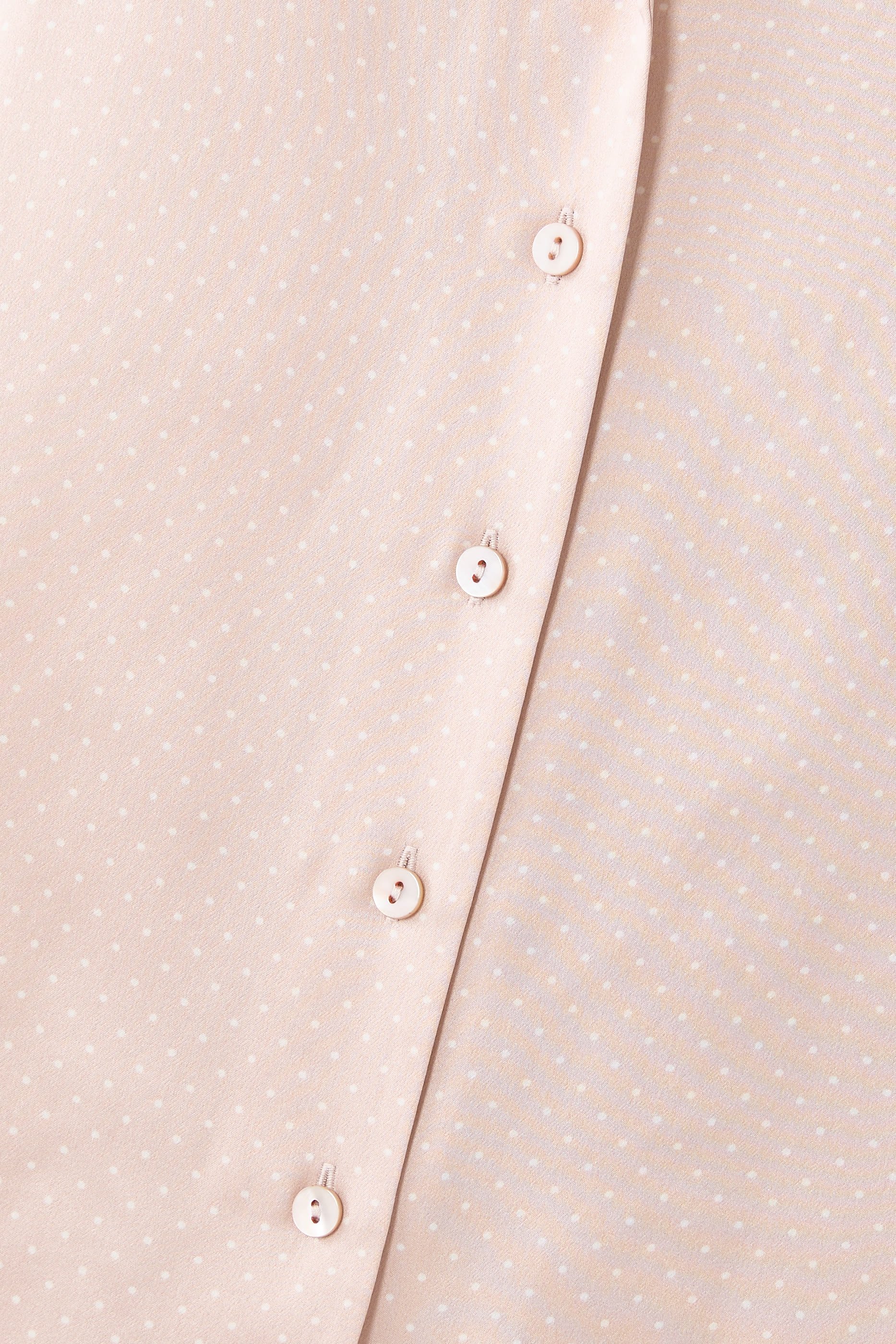 Silk Dot Drop Shoulder Pajama Set 