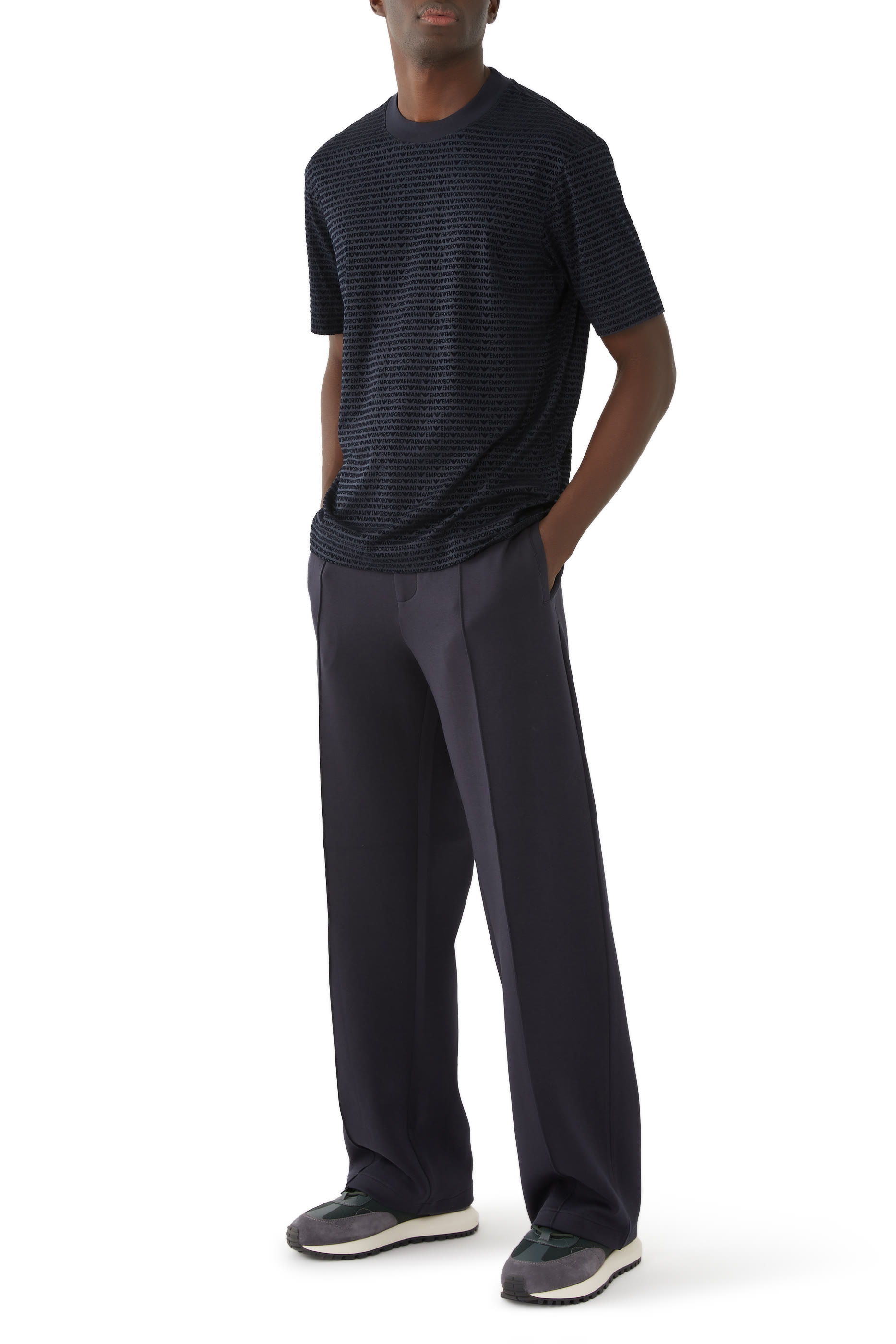 Knit Sneakers with Suede Details