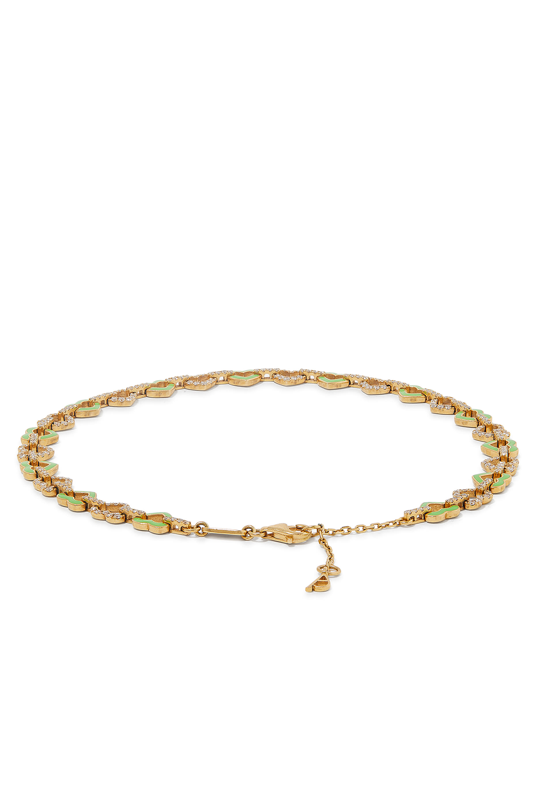 Heart Anklet, 18k Yellow Gold & Enamel