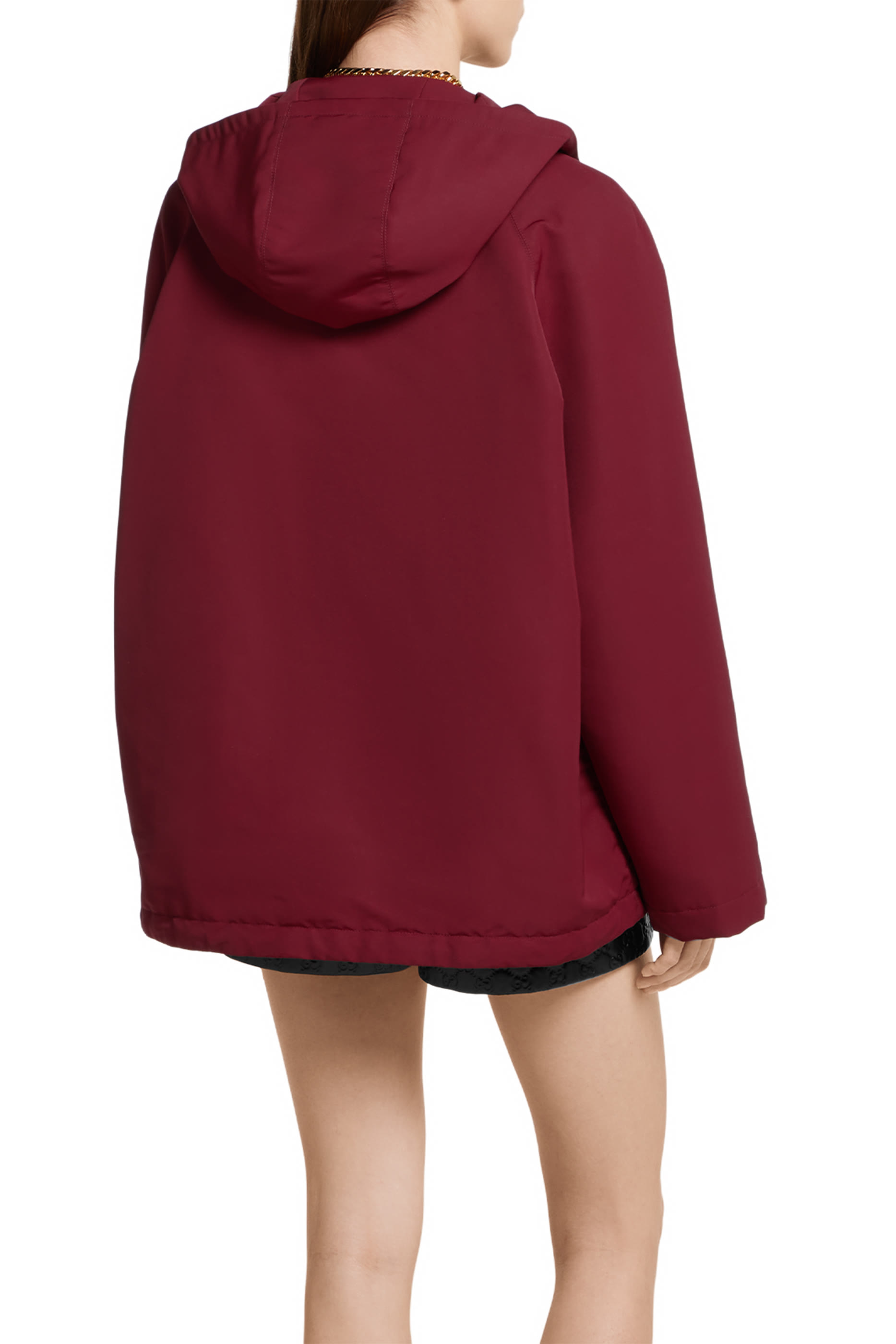 Hooded Fabric Jacket with Logo