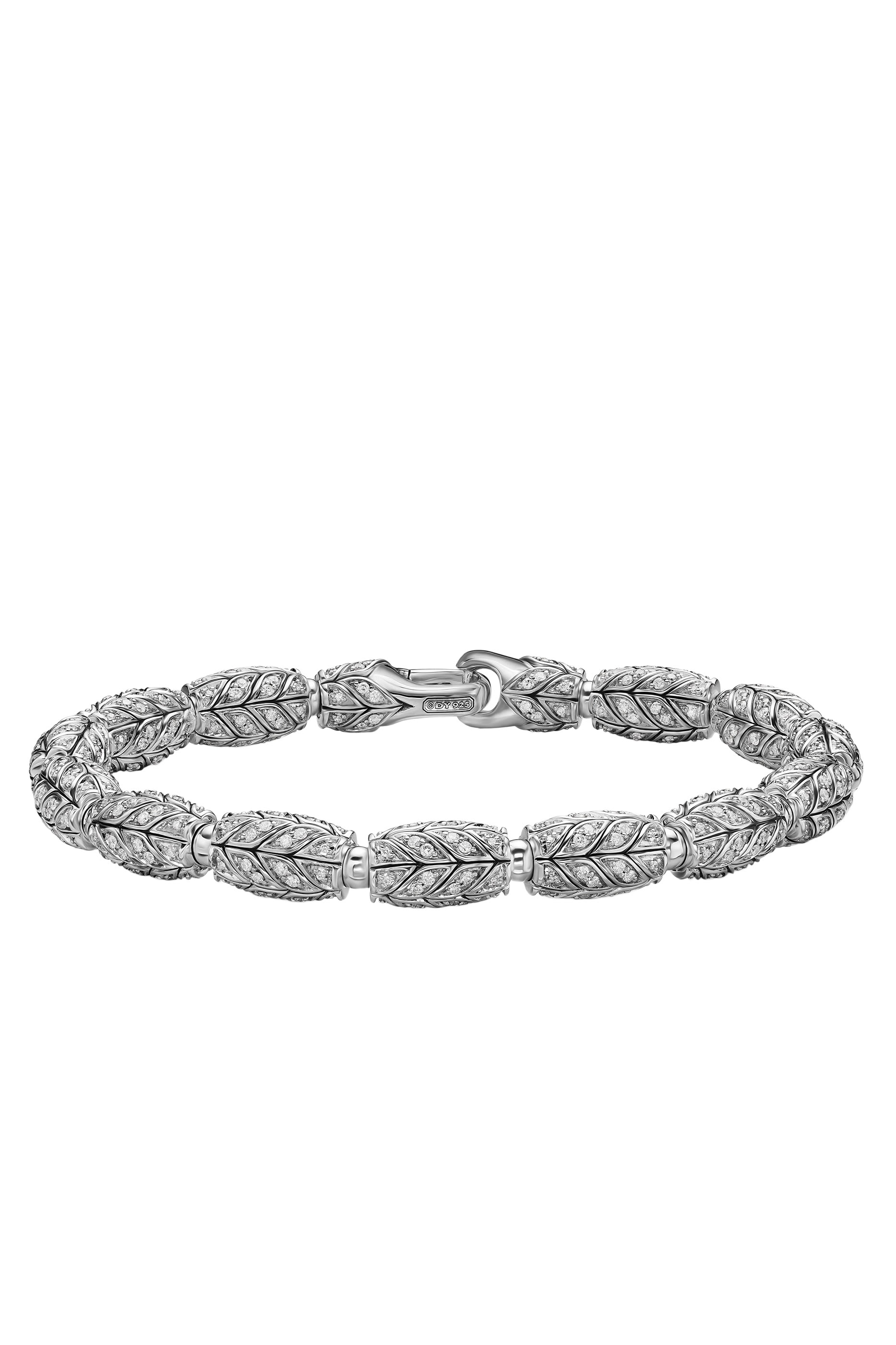  Chevron Bead Bracelet , Sterling Silver with Diamonds