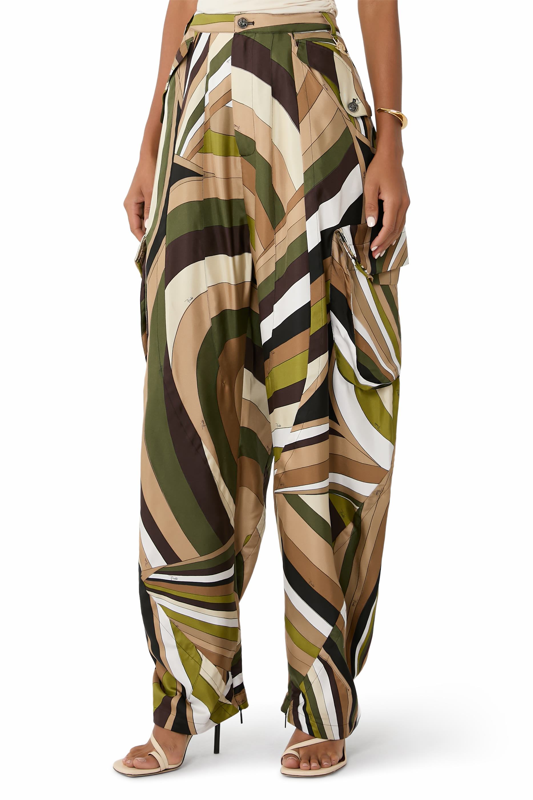 Iride-Print Cargo Trousers
