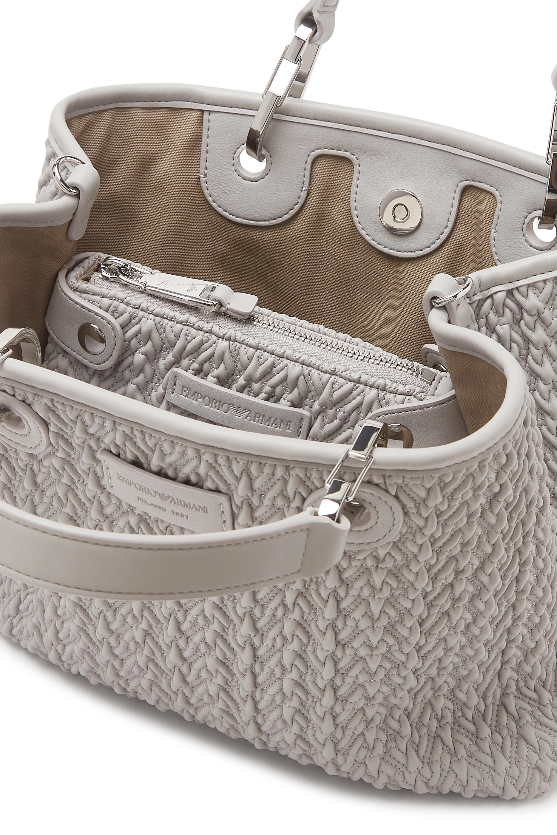 MyEA Small Shopper Bag in Interwoven Leather