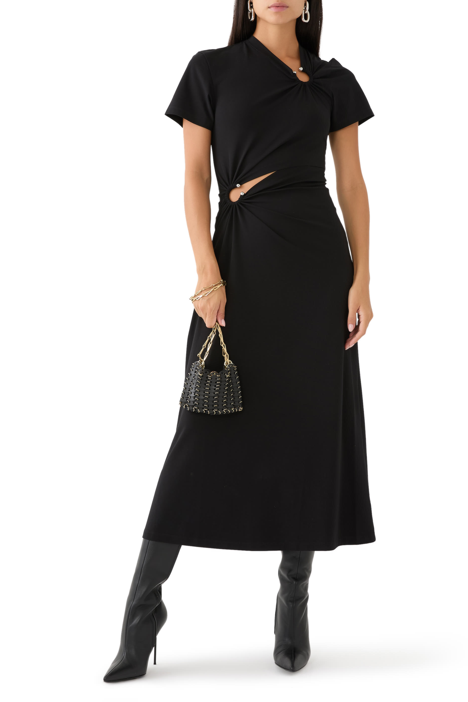 Long Piercing Cotton Jersey Dress