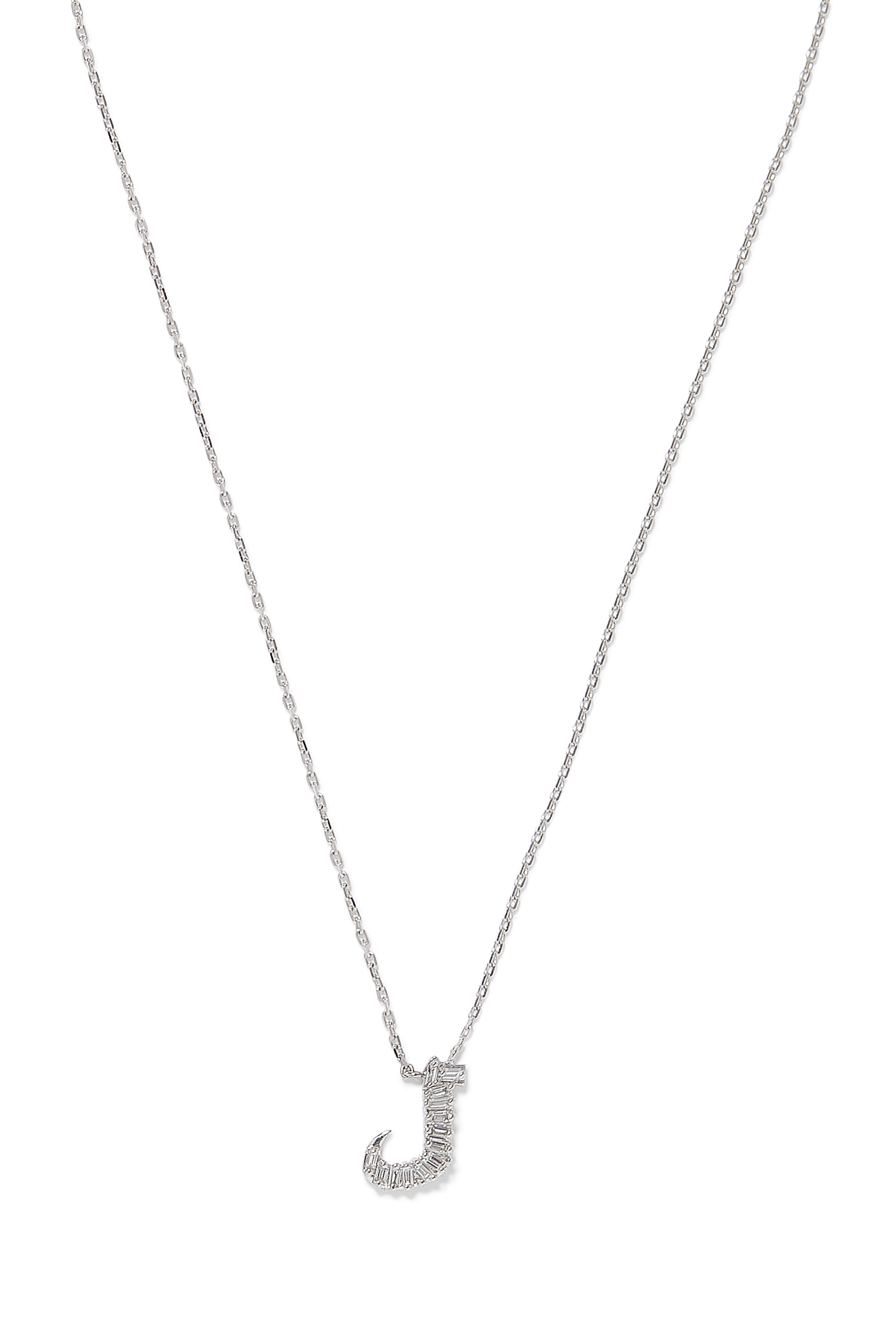 Oula XS Lam Letter Chain Pendant, 18k White Gold & Diamonds