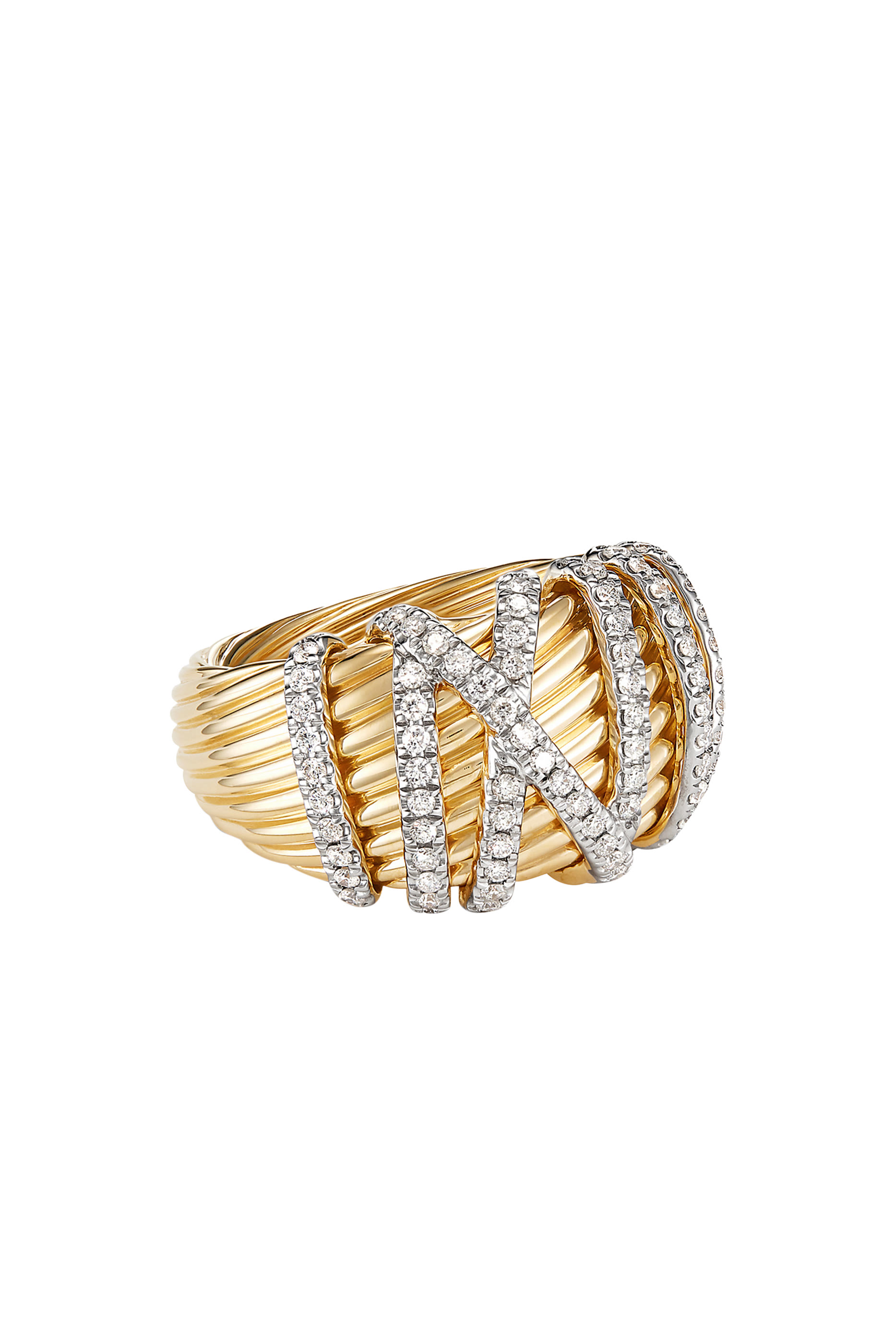Helena Dome Ring, 18k Yellow Gold & Diamonds