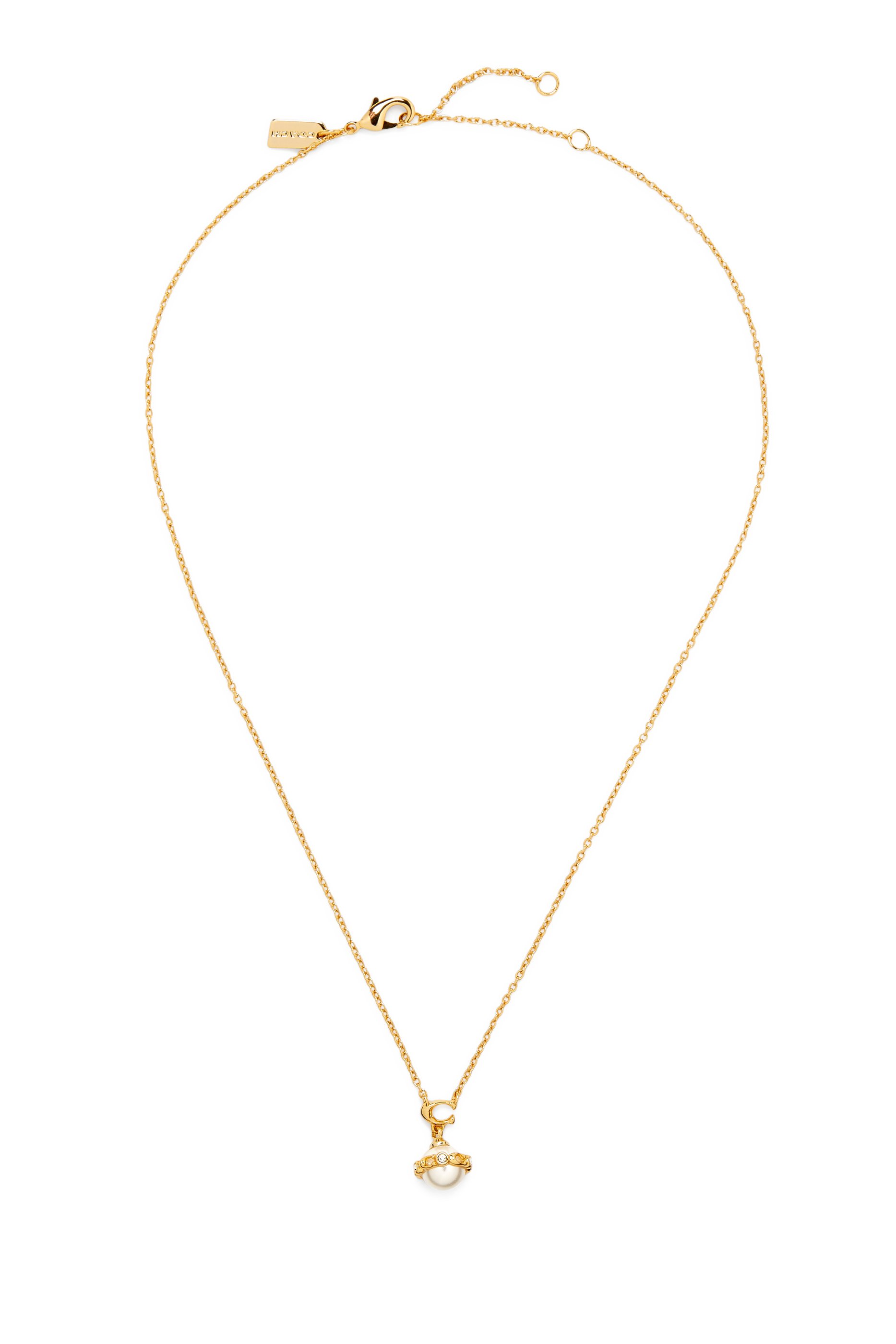 Pearl Orb Short Pendant Necklace, Plated Brass & Pearl