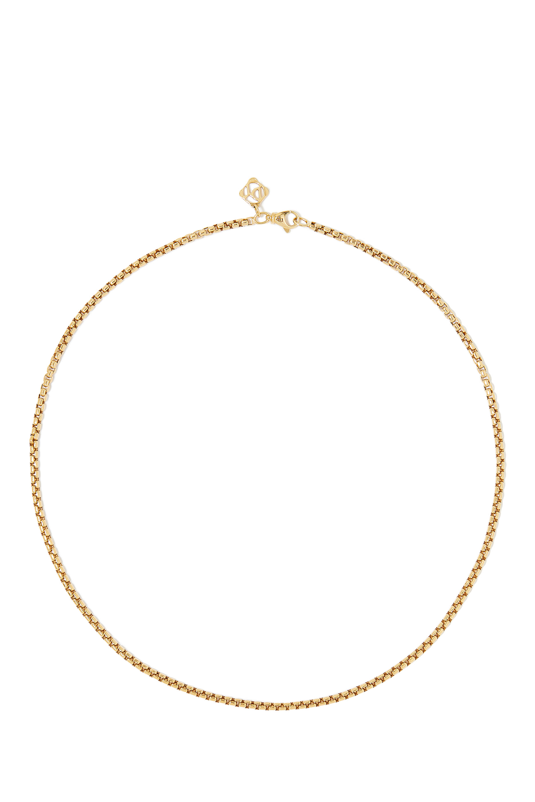 16in Small Box Chain Necklace, 18k Yellow Gold