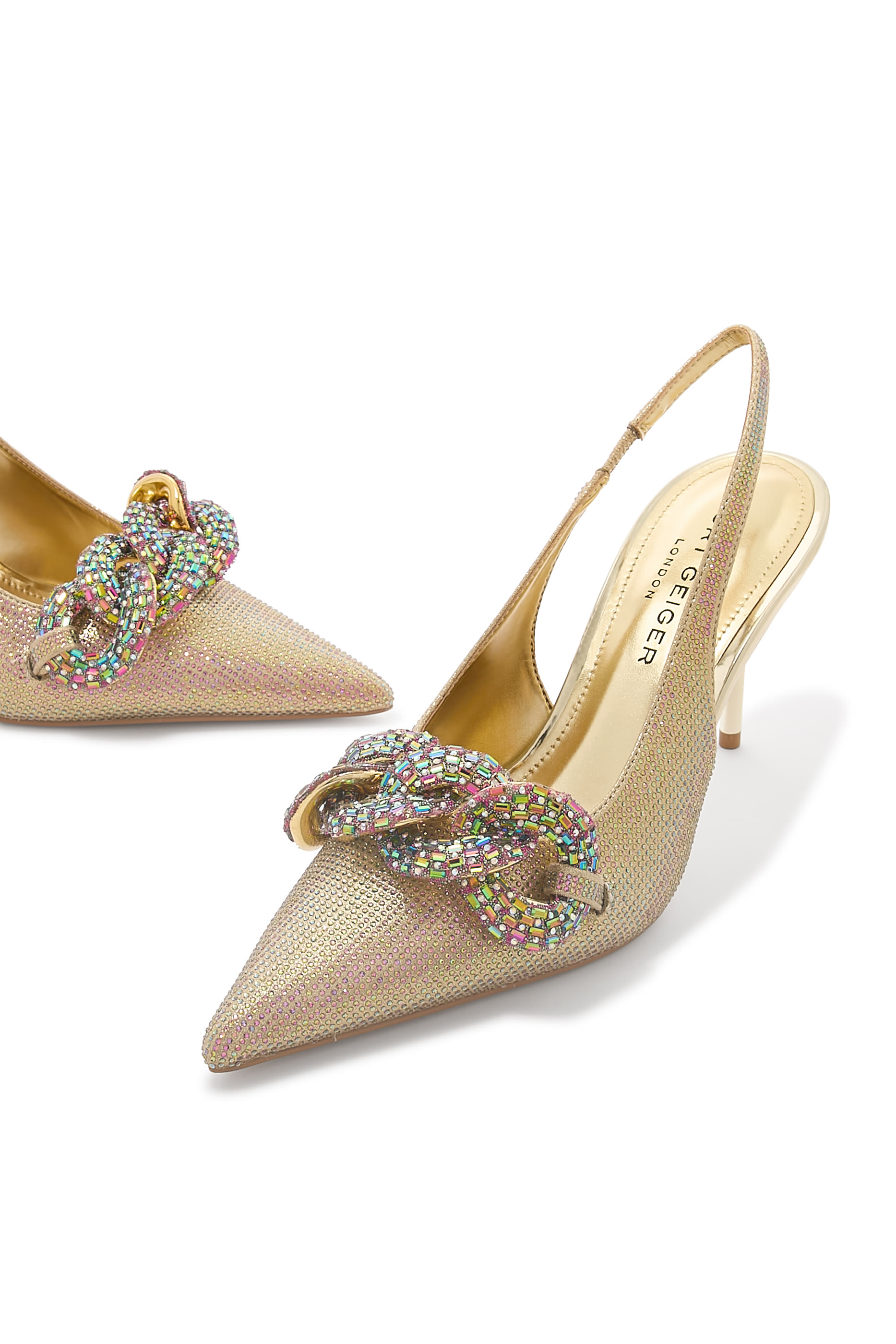 Crystal Chain 85 Slingback Pumps
