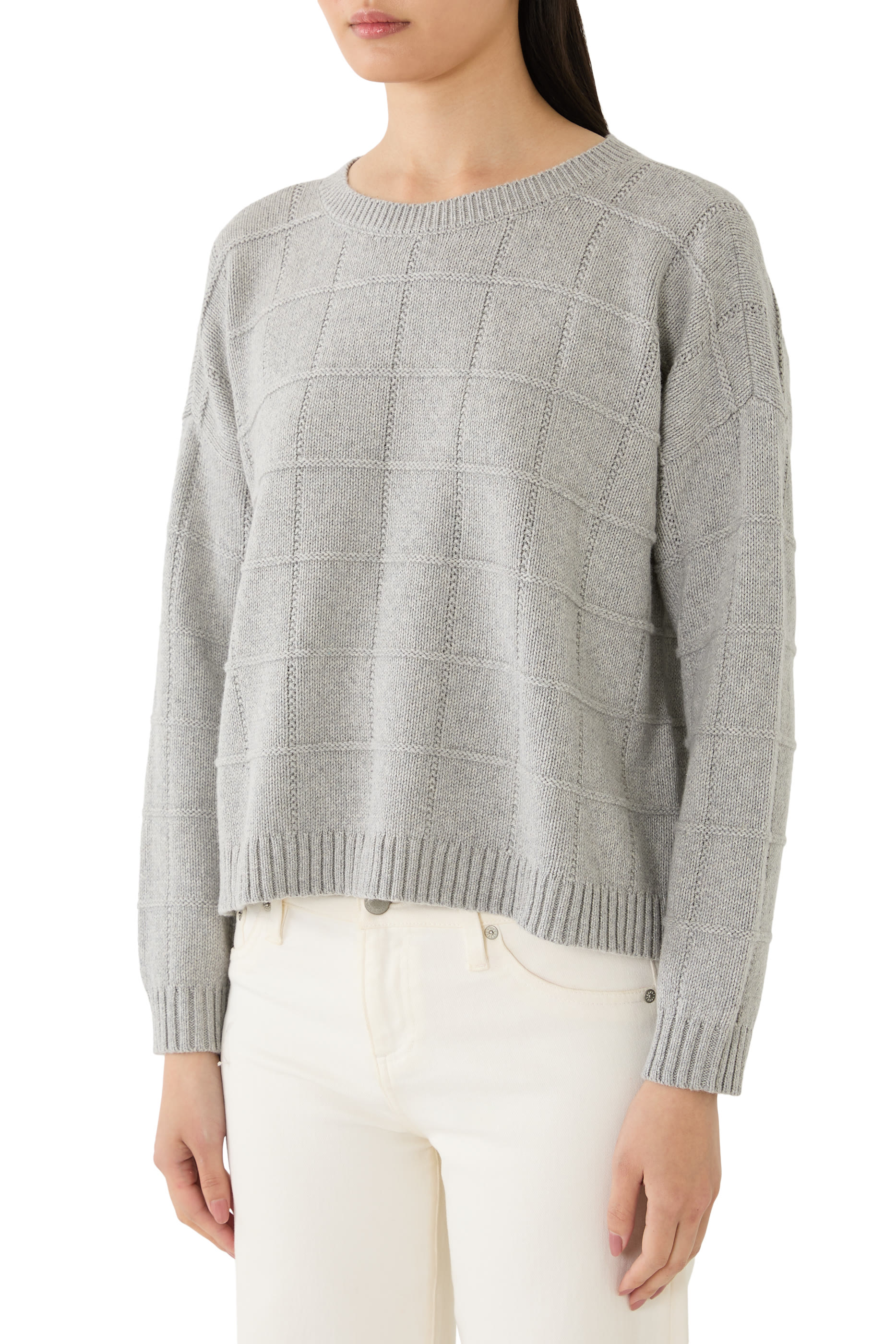Cotton & Recycled Cashmere Crew Neck Top