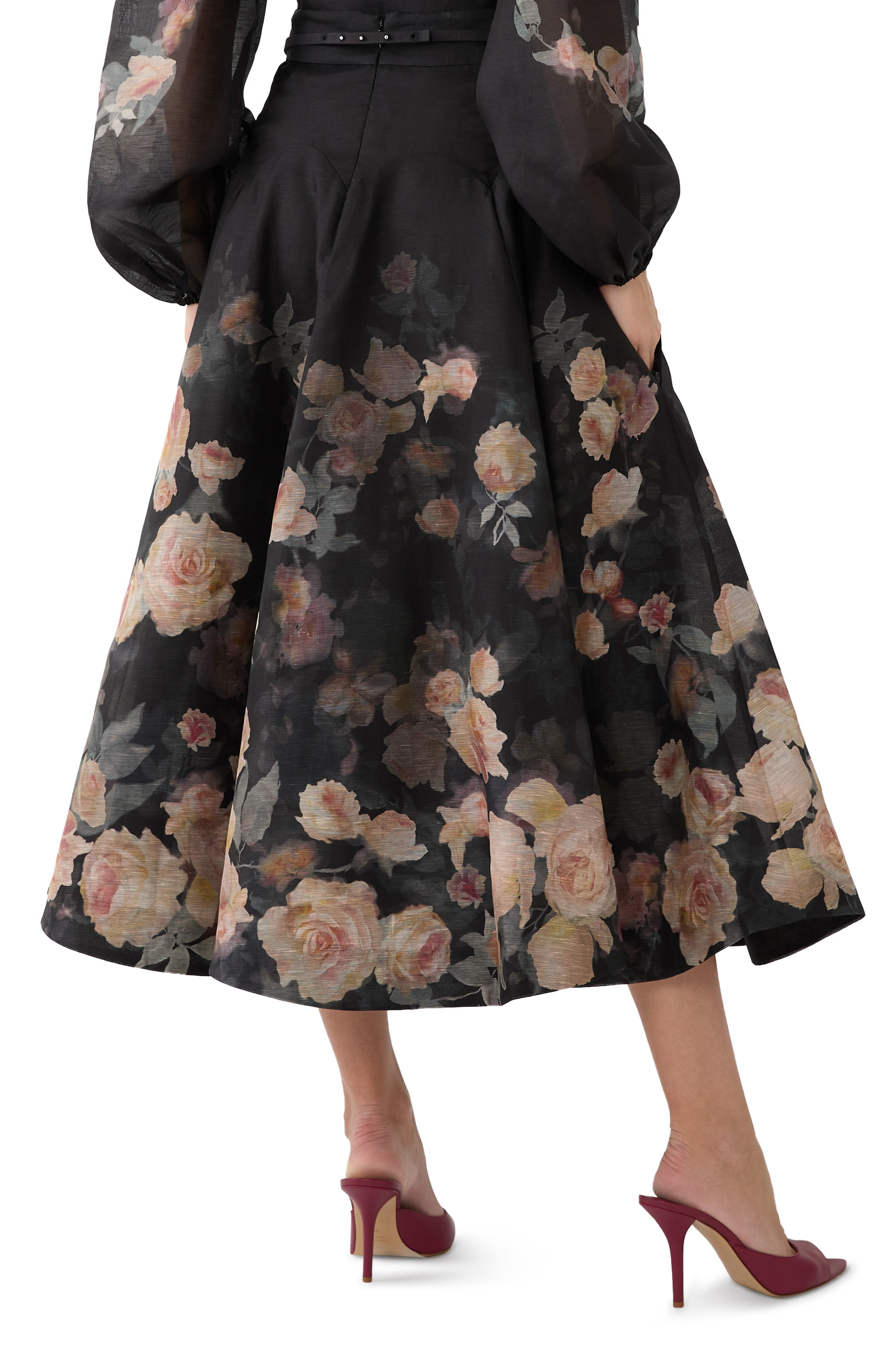 Crush Flared Midi Skirt