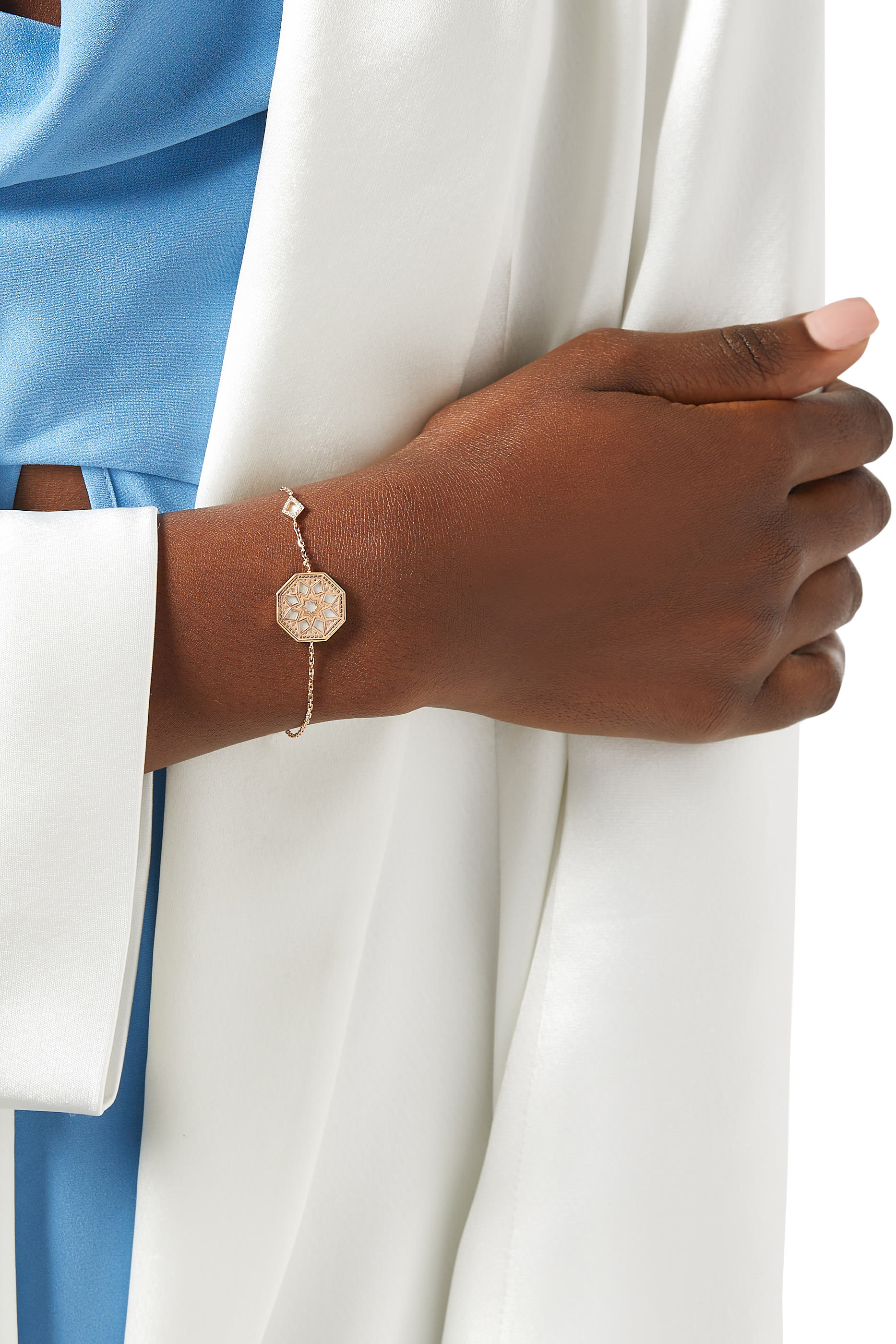 Classic Turath Bracelet,  18k Rose Gold with Mother of Pearl & Diamonds