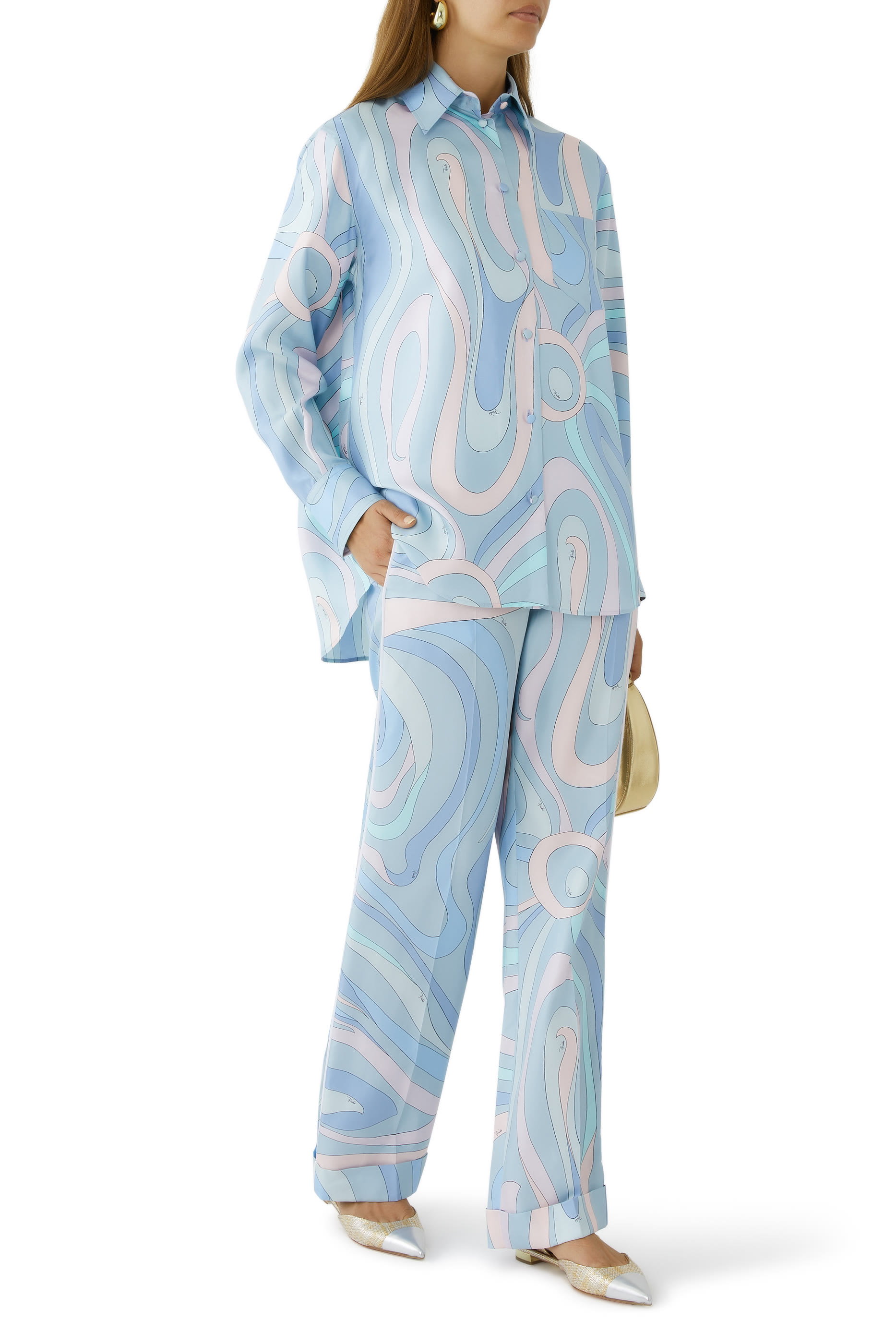 Marmo-Print Silk-Twill Shirt