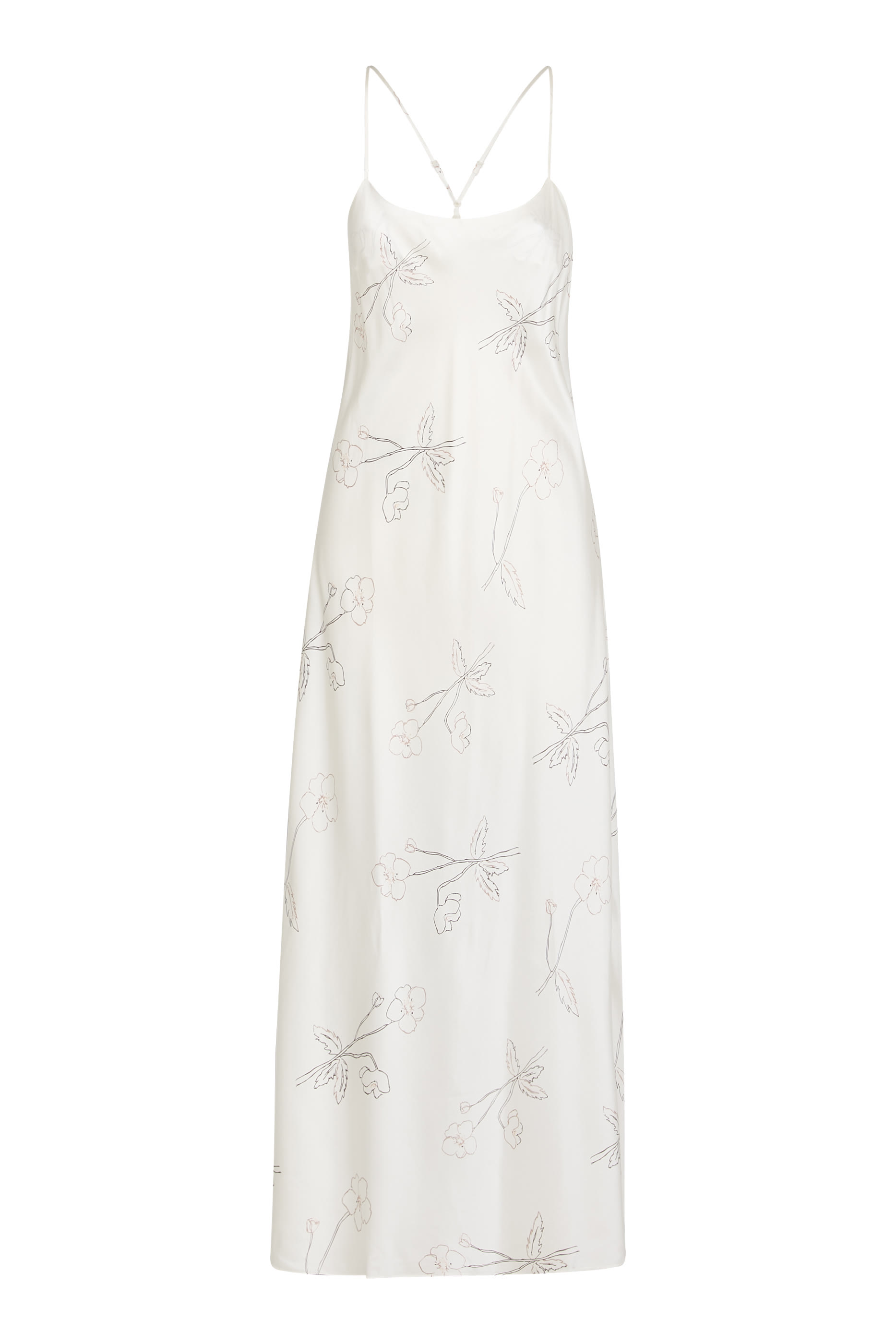  Silk Floral Print Cross Back Maxi Nightdress