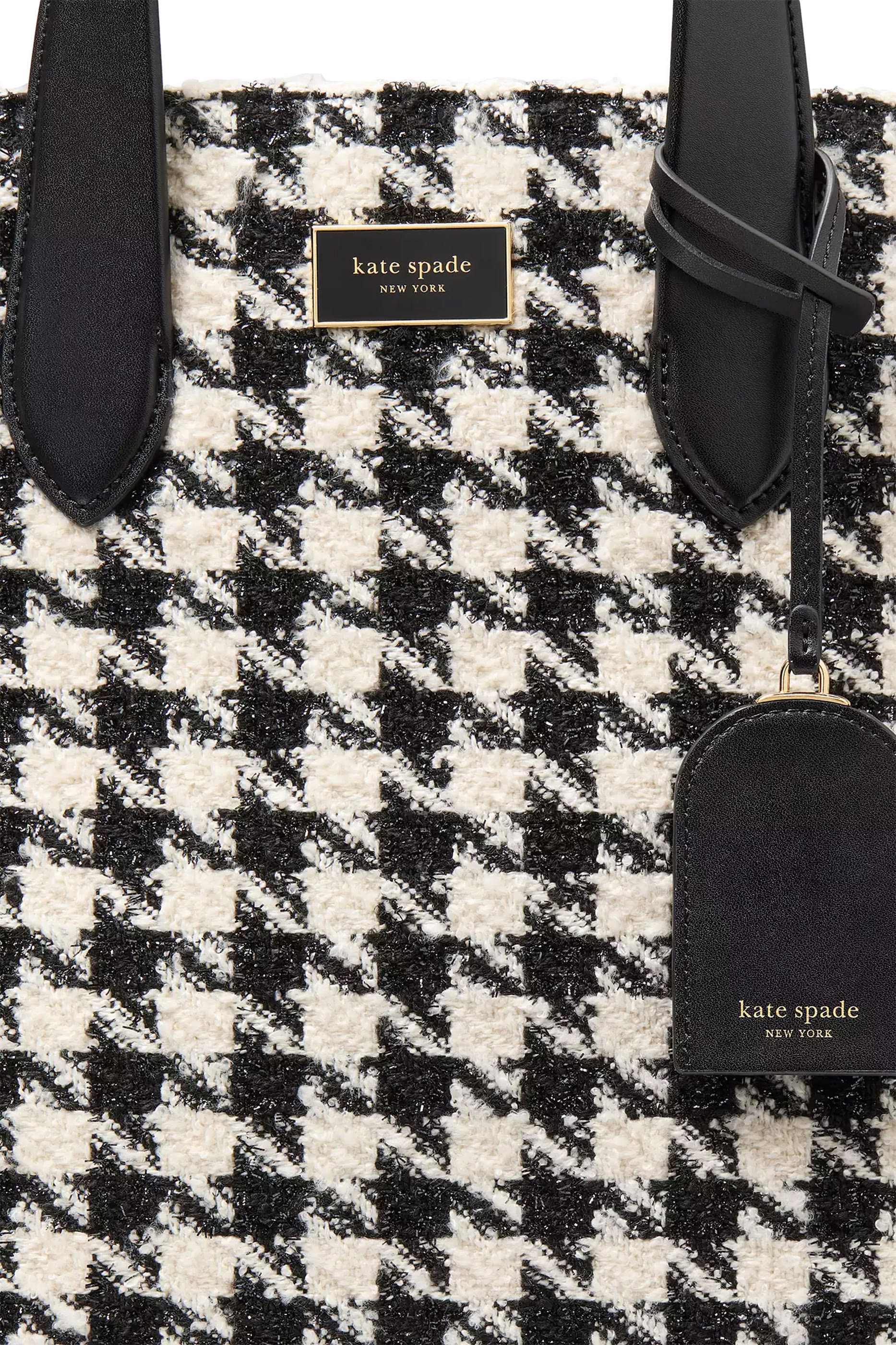 Manhattan Houndstooth Tweed Large Tote Bag