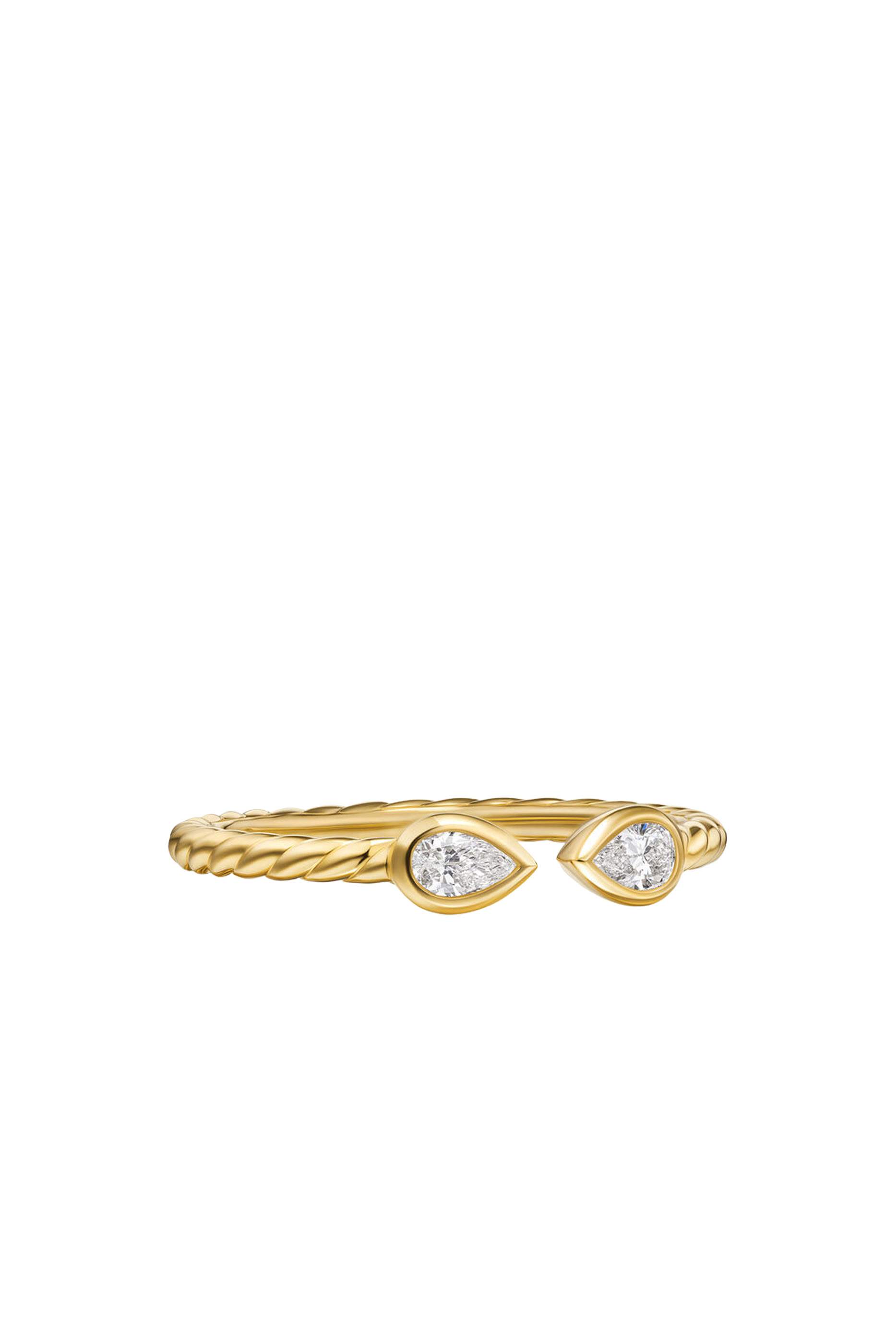 Petite Modern Renaissance&reg; Open Pear Ring, 18K Yellow Gold & Diamonds