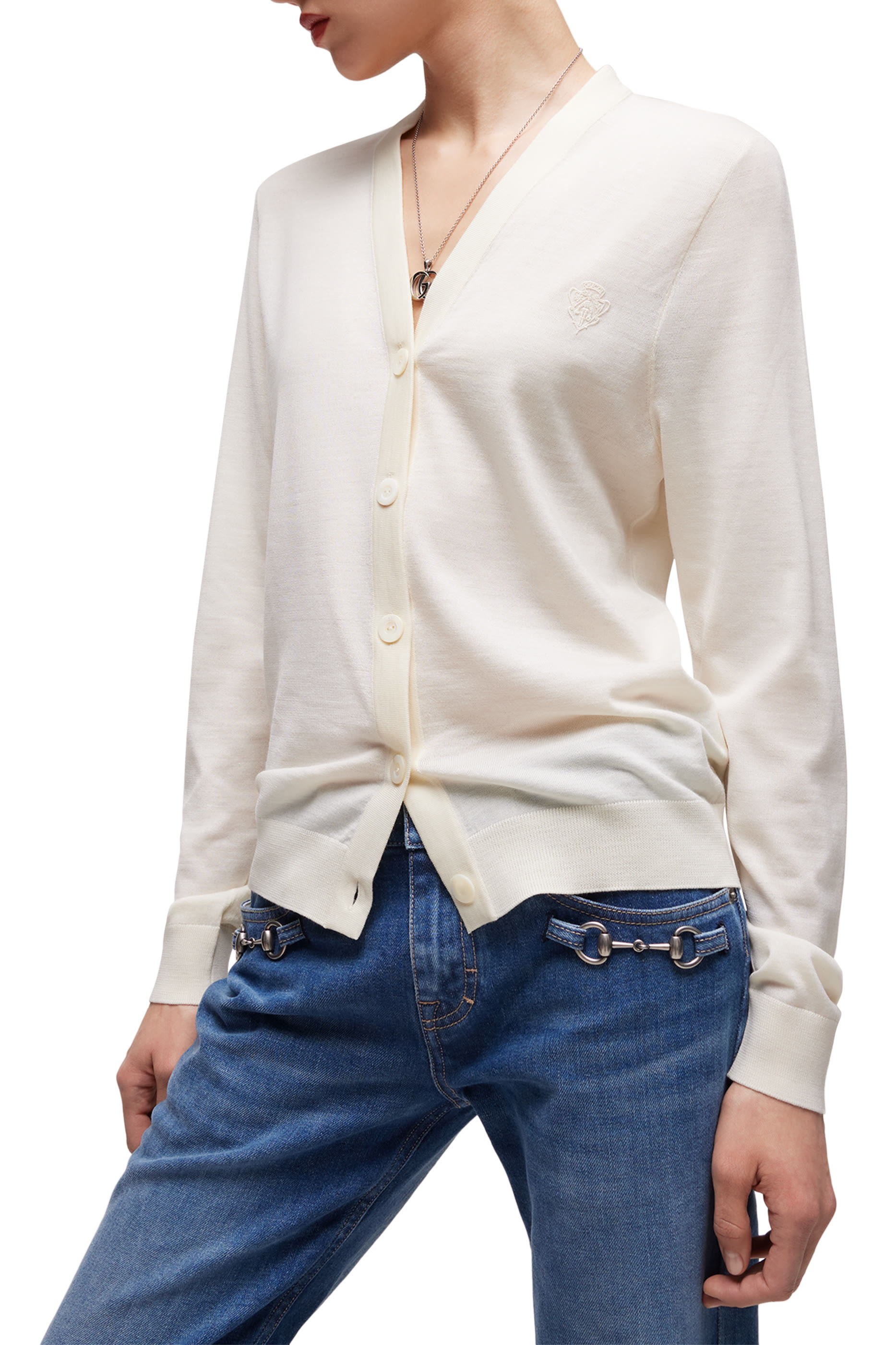 Crest Embroidered Cardigan