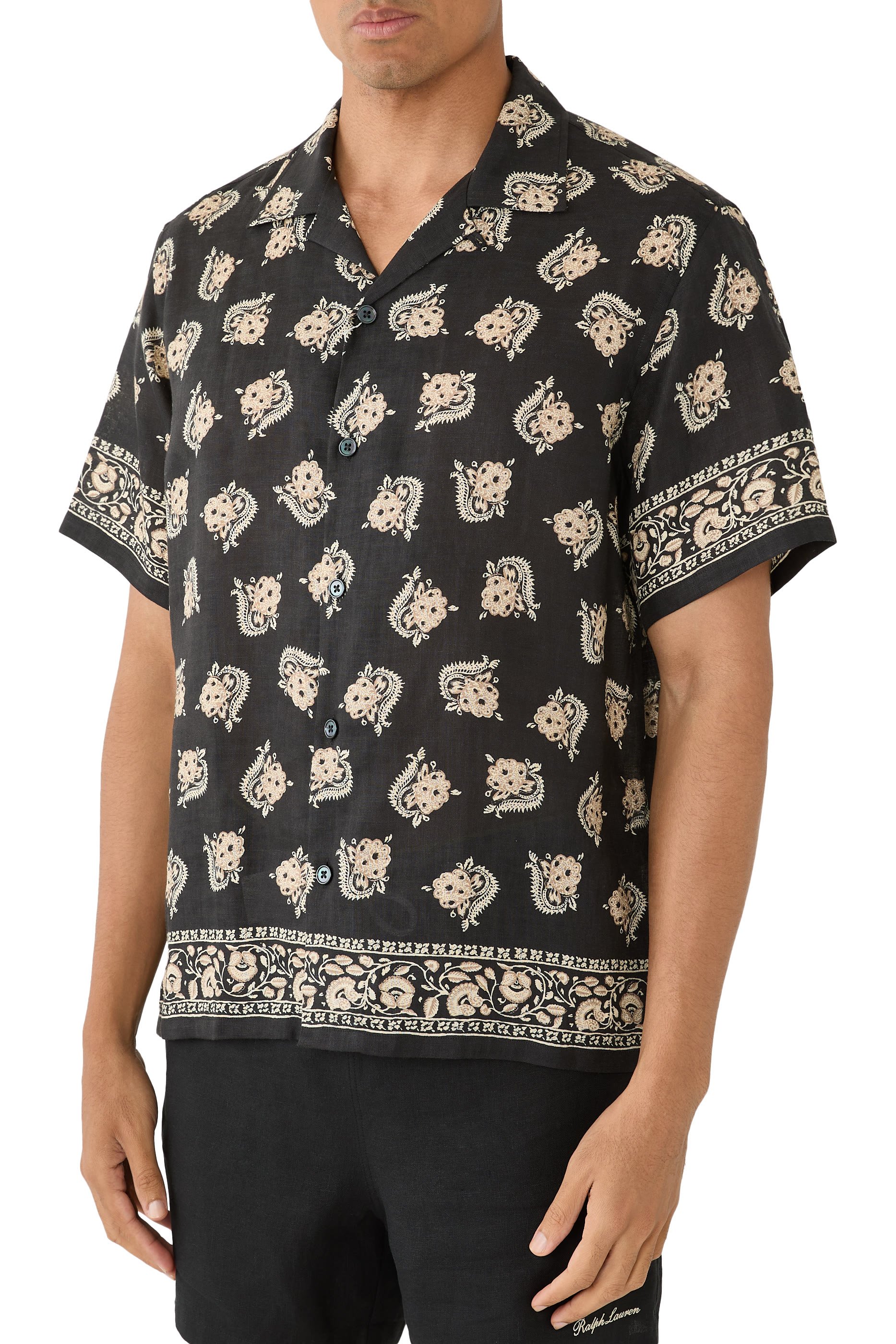 Printed Linen Camp Shirt