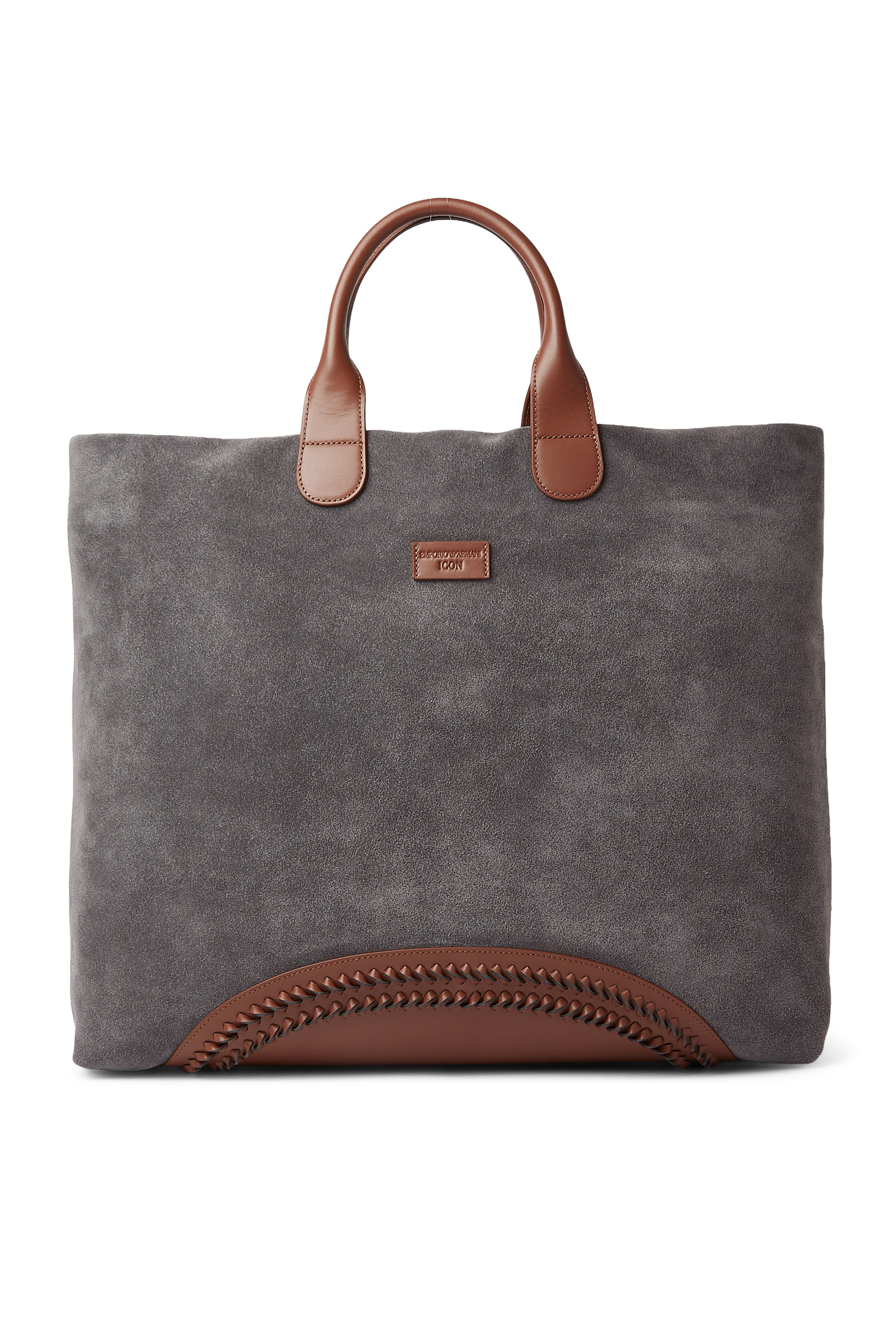 Contrast Suede Shopping Bag