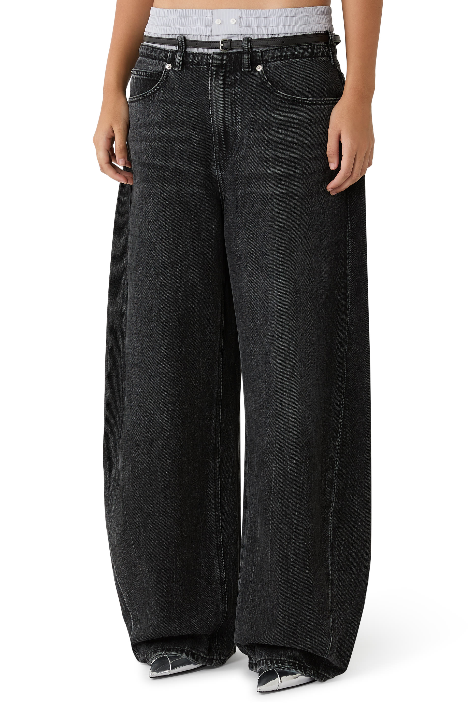 Belt-Loop Belted Jeans