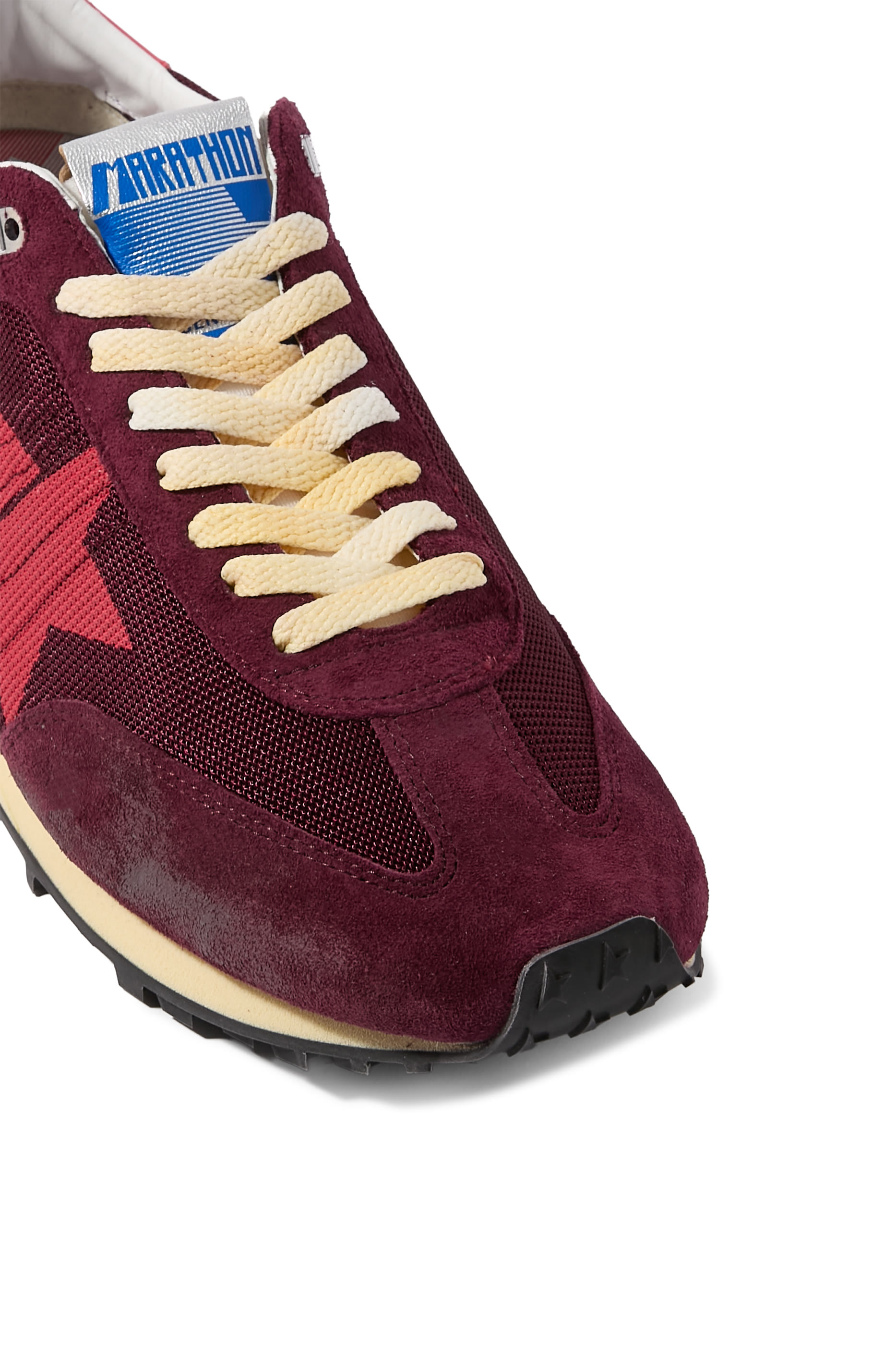 Men&rsquo;s Marathon Sneakers in Mesh and Suede with Printed Star