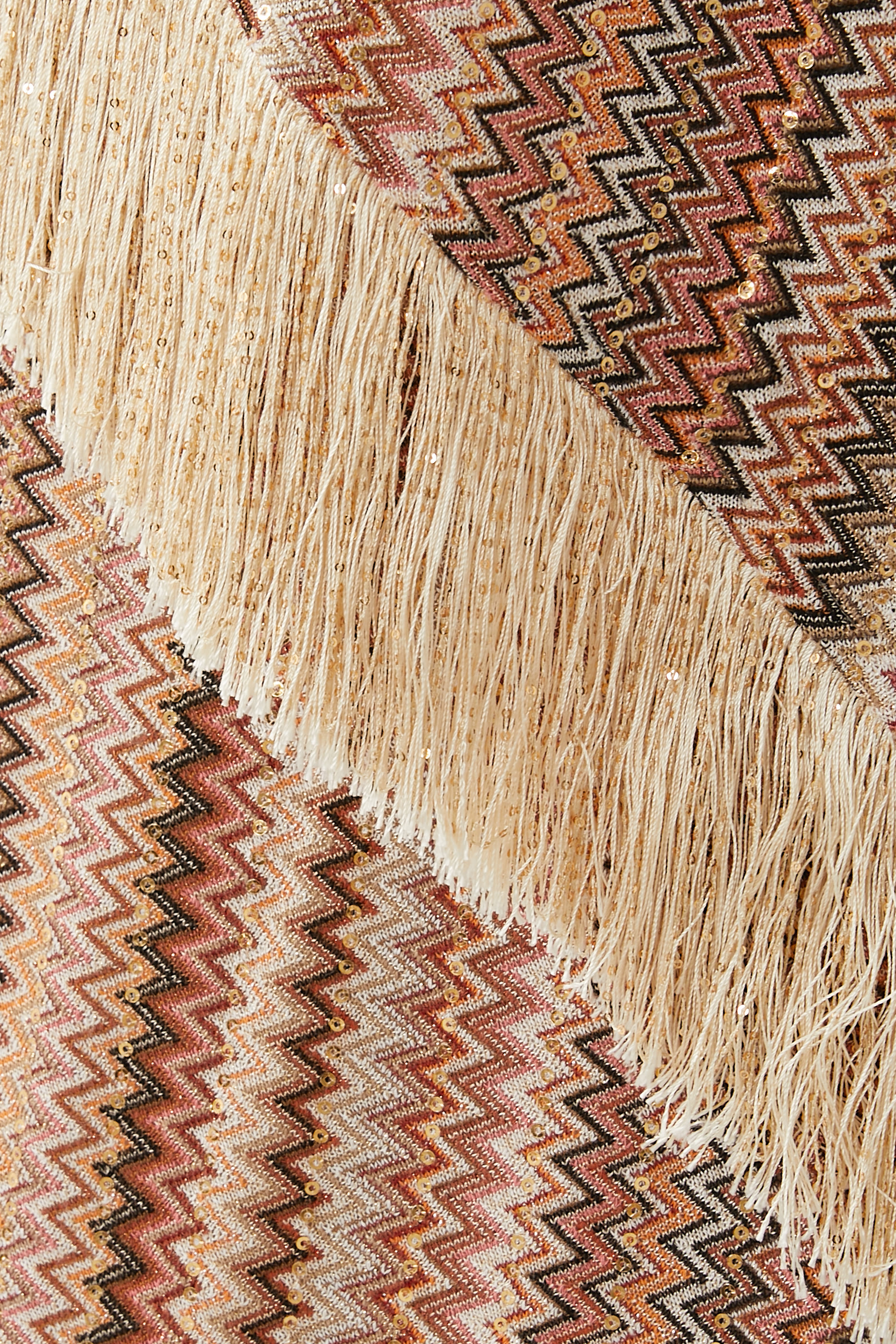 Exclusive Chevron Raschel Sequinned Flared Asymmetrical Maxi Dress