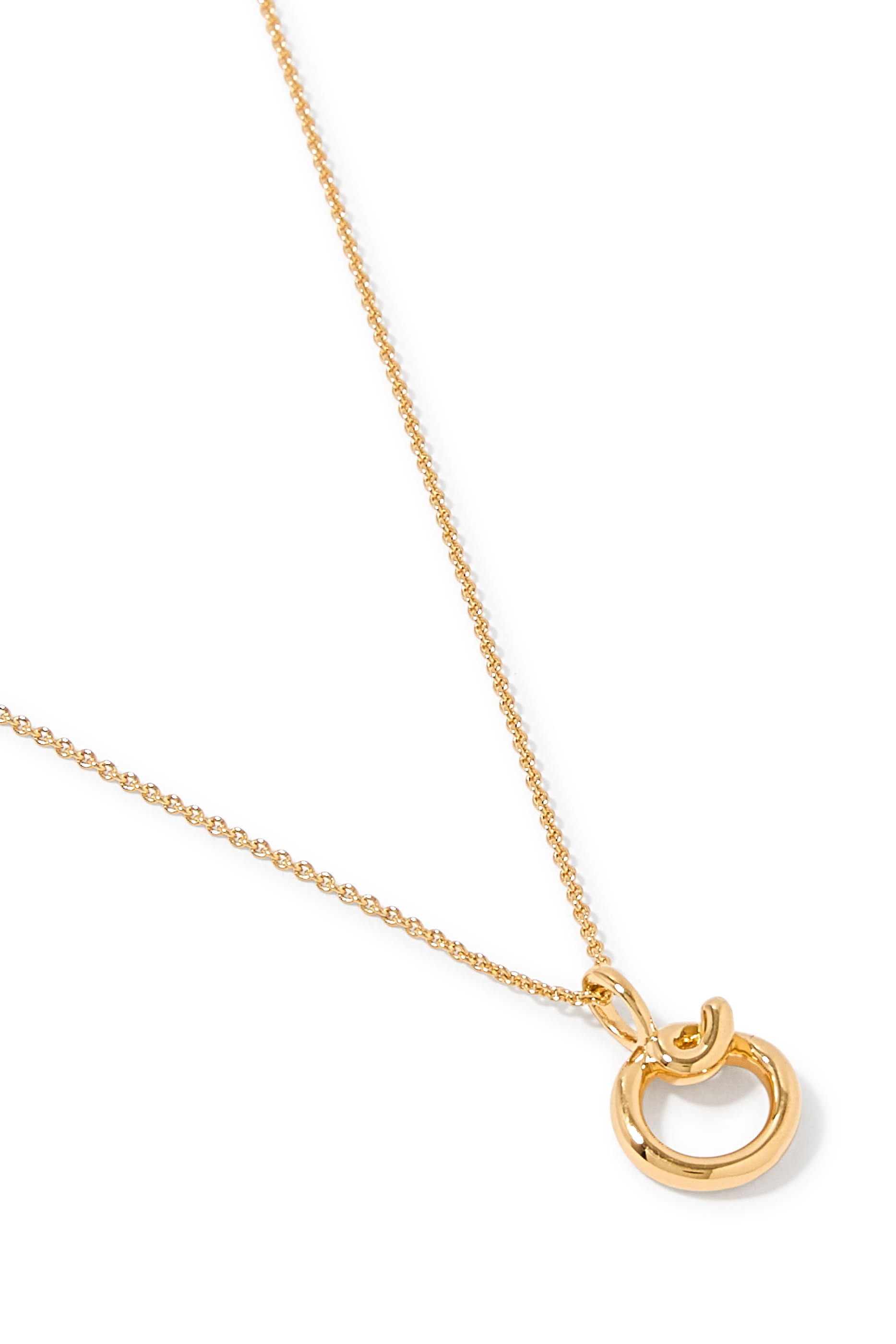Curly Molten Mini Initial Necklace - O, 18k Recycled Gold Vermeil on Recycled Sterling Silver
