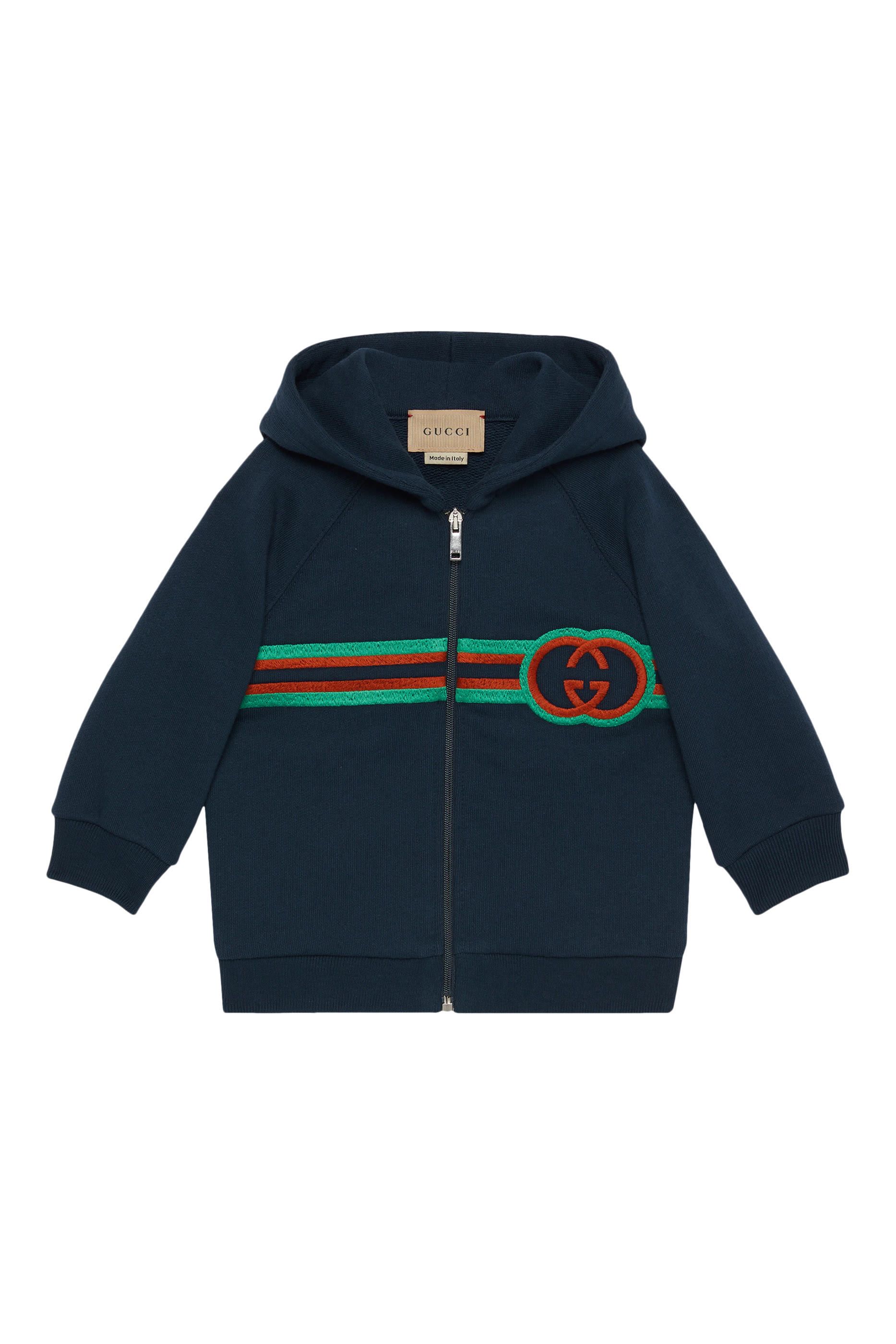 Kids Embroidered Cotton Zip Jacket