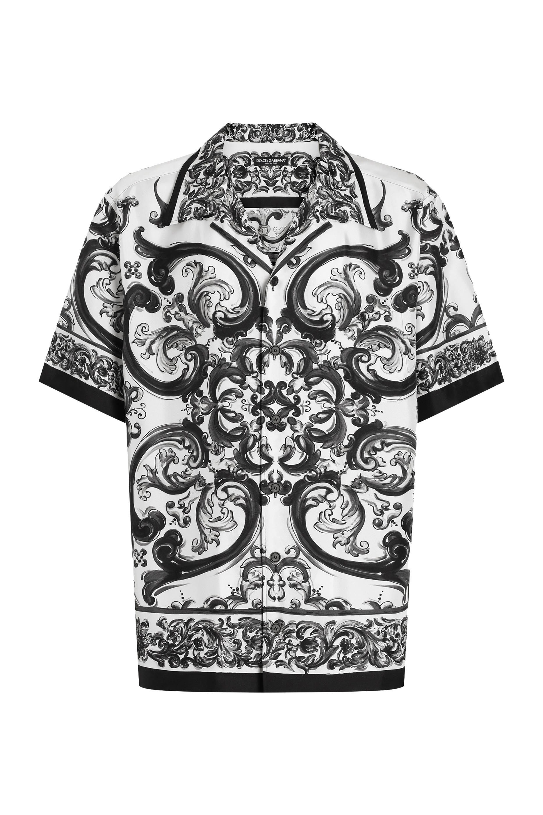  Majolica-Print Silk Twill Hawaii Shirt 