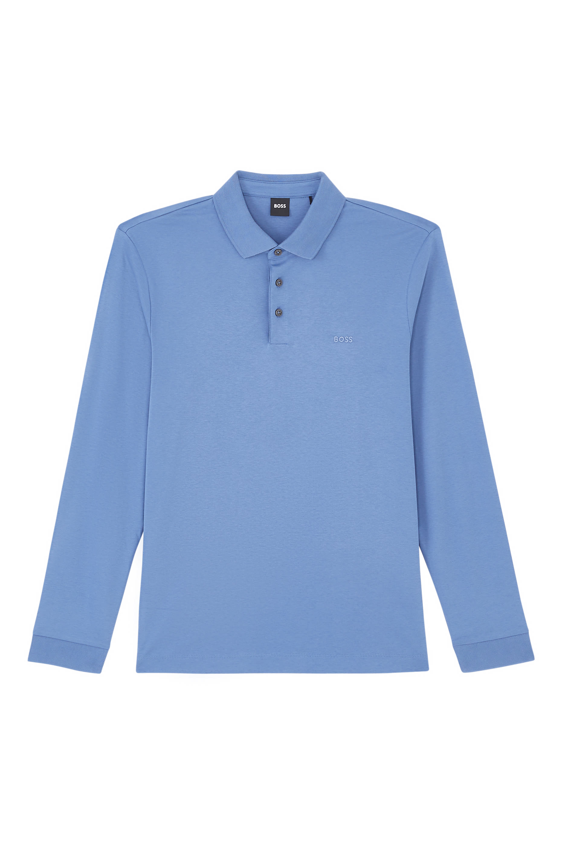 Embroidered Logo Long Sleeve Polo Shirt