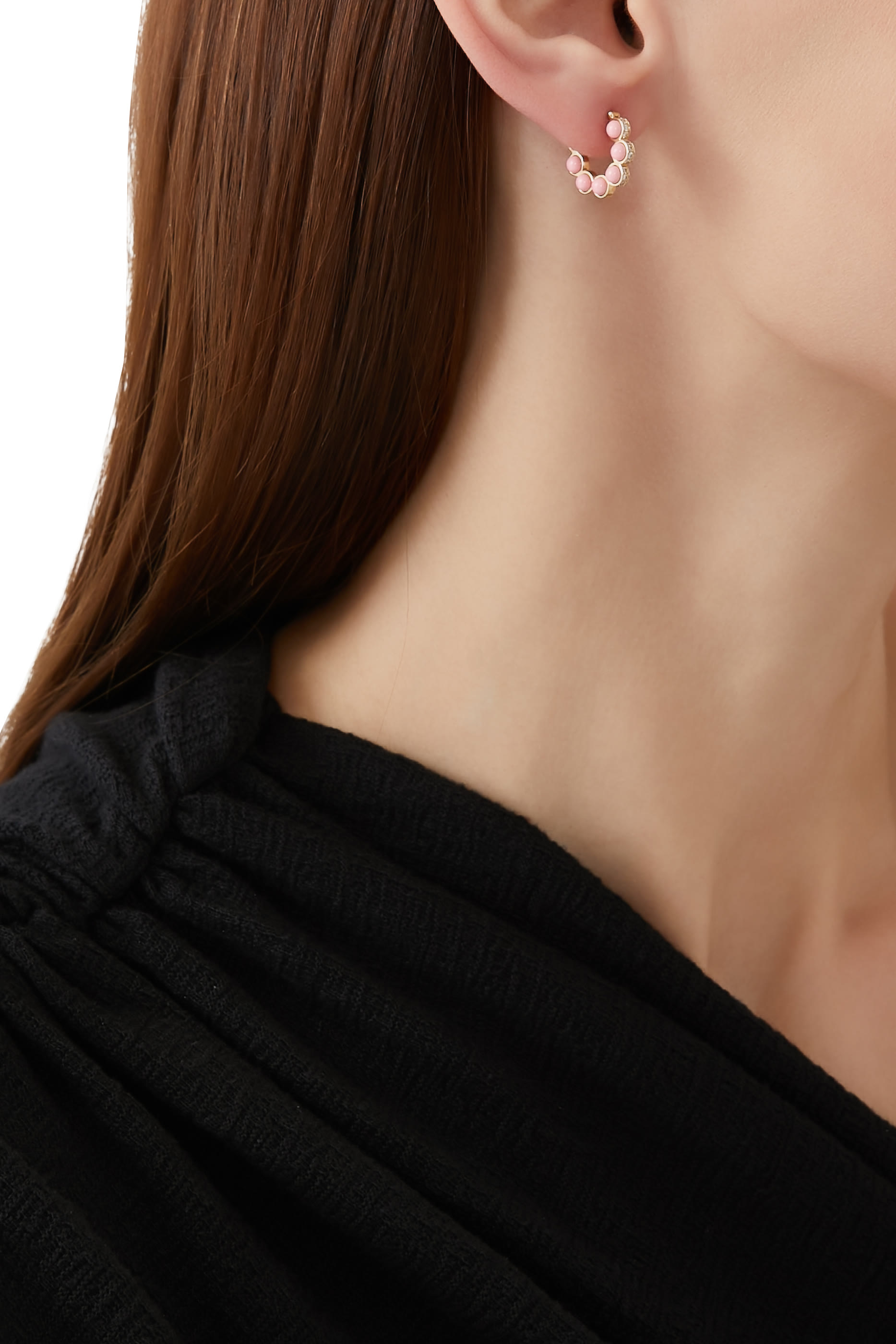 Atoms Hoop Earrings, 18k Yellow Gold & Diamonds, Enamel