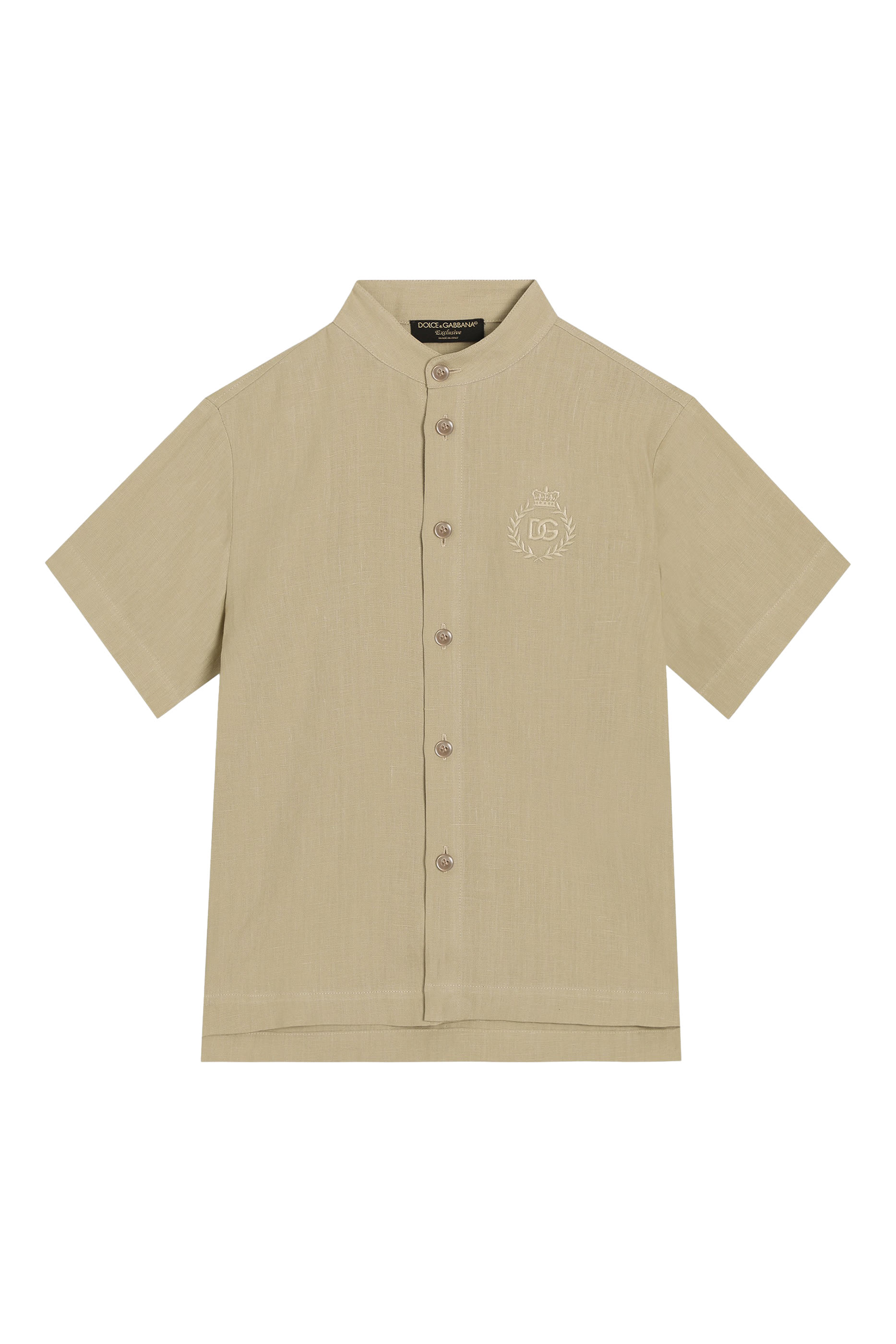 Kids Logo Embroidery Linen Shirt