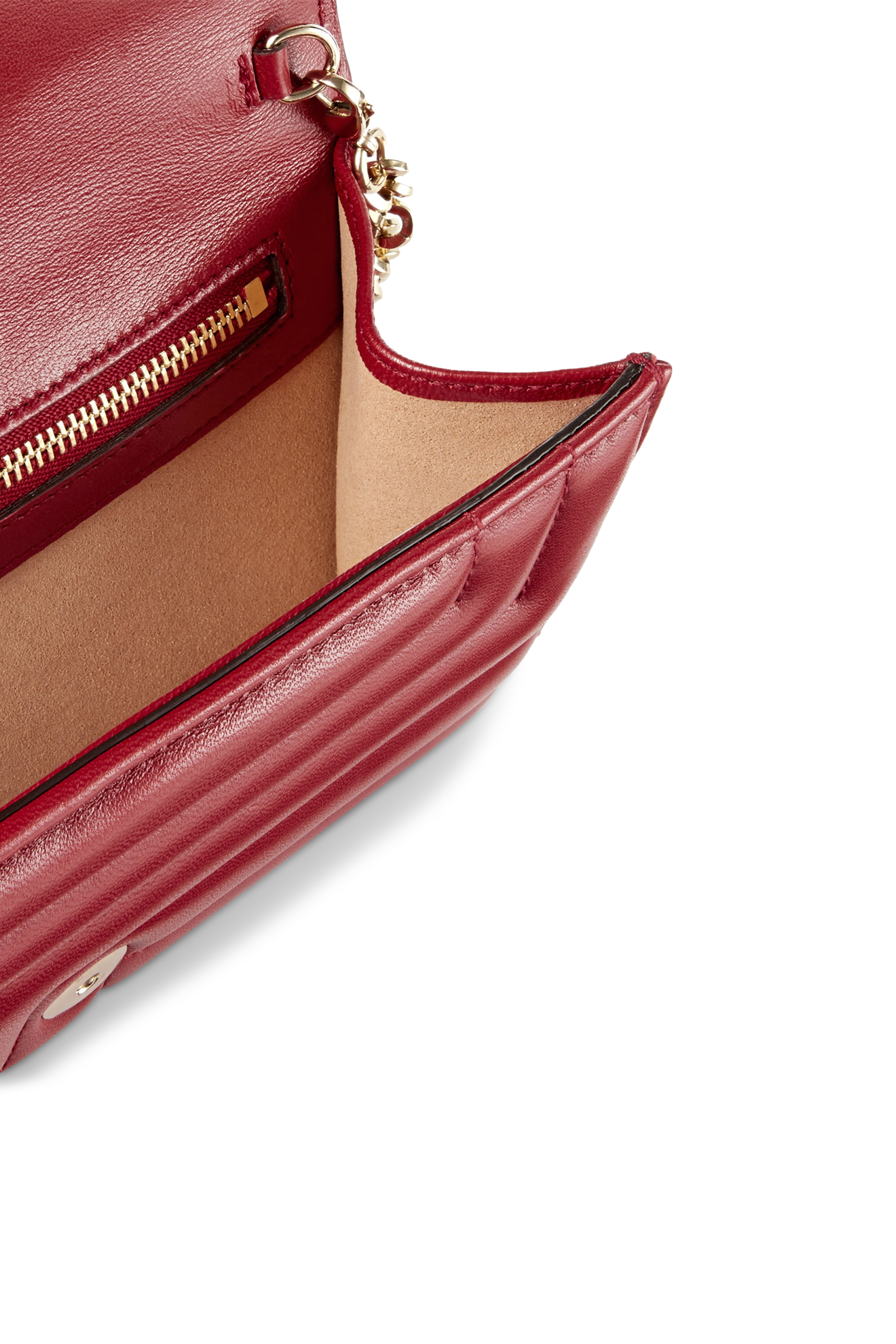 Avenue Quilted Leather Wallet With Chain Strap