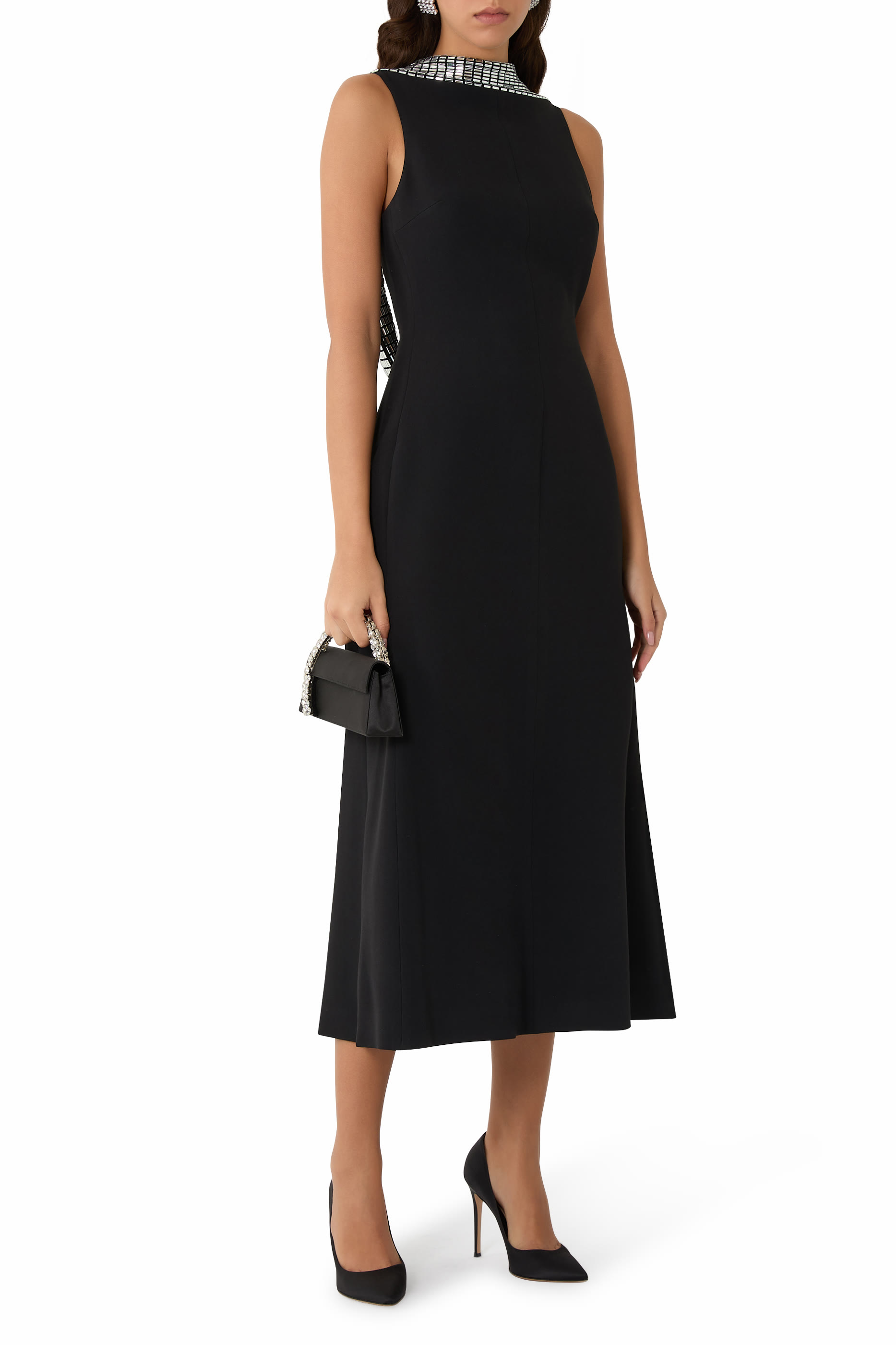 Crystal Rhinestone Embellished Midi Dress 