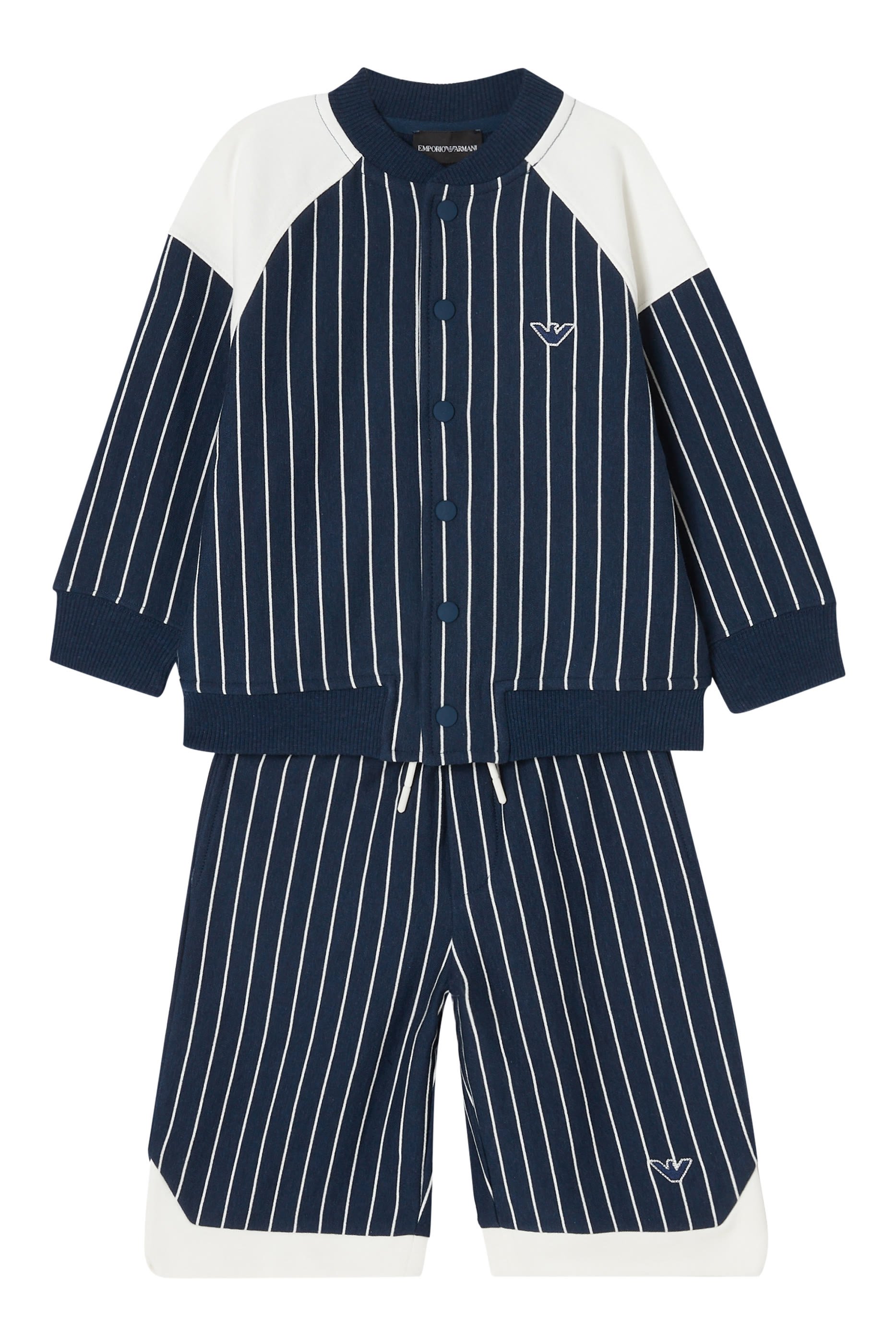 Kids Baseball Logo Embroidery Striped Snap Sweatshirt