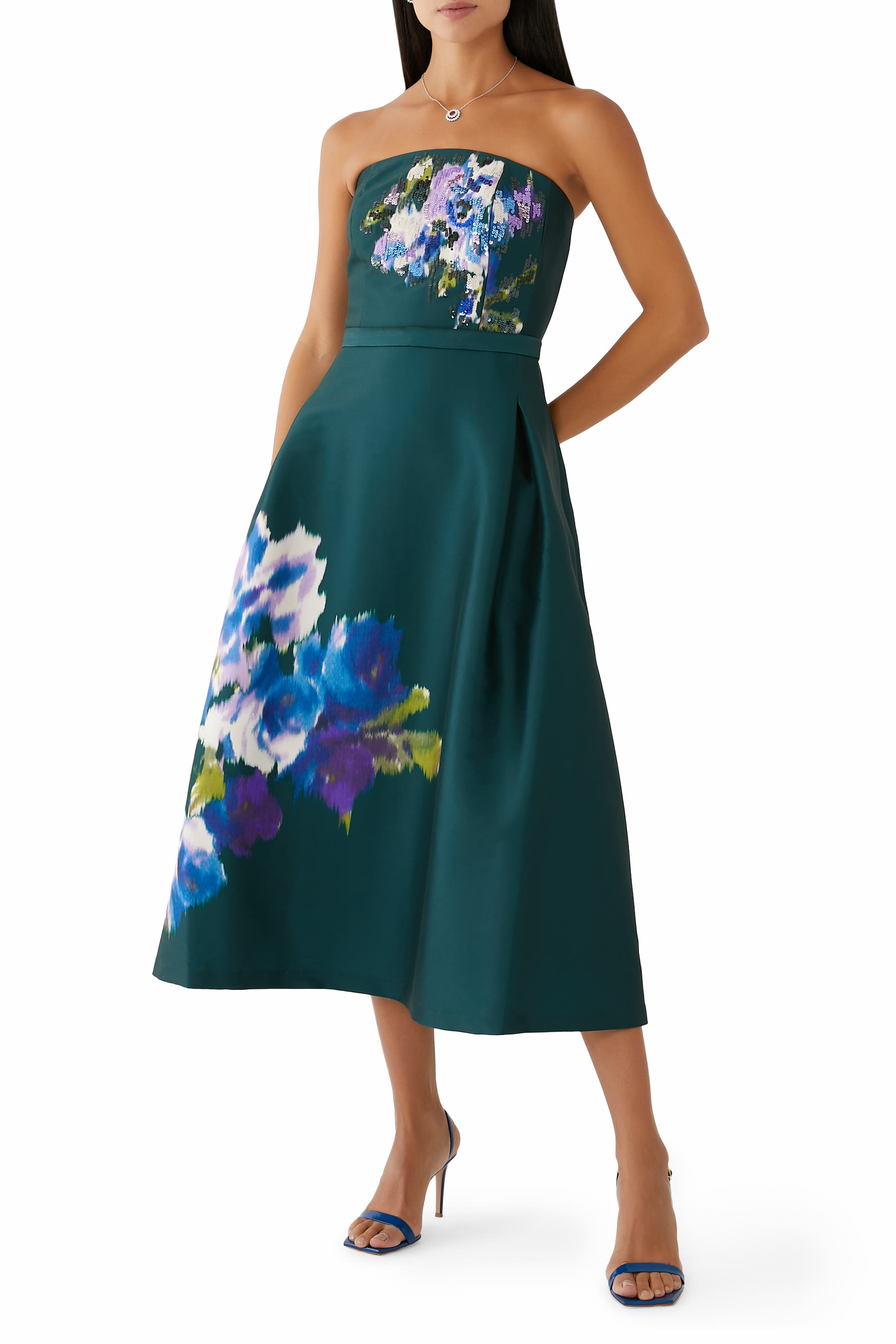 Shay Dress - Forest Green Placement Ikat Print