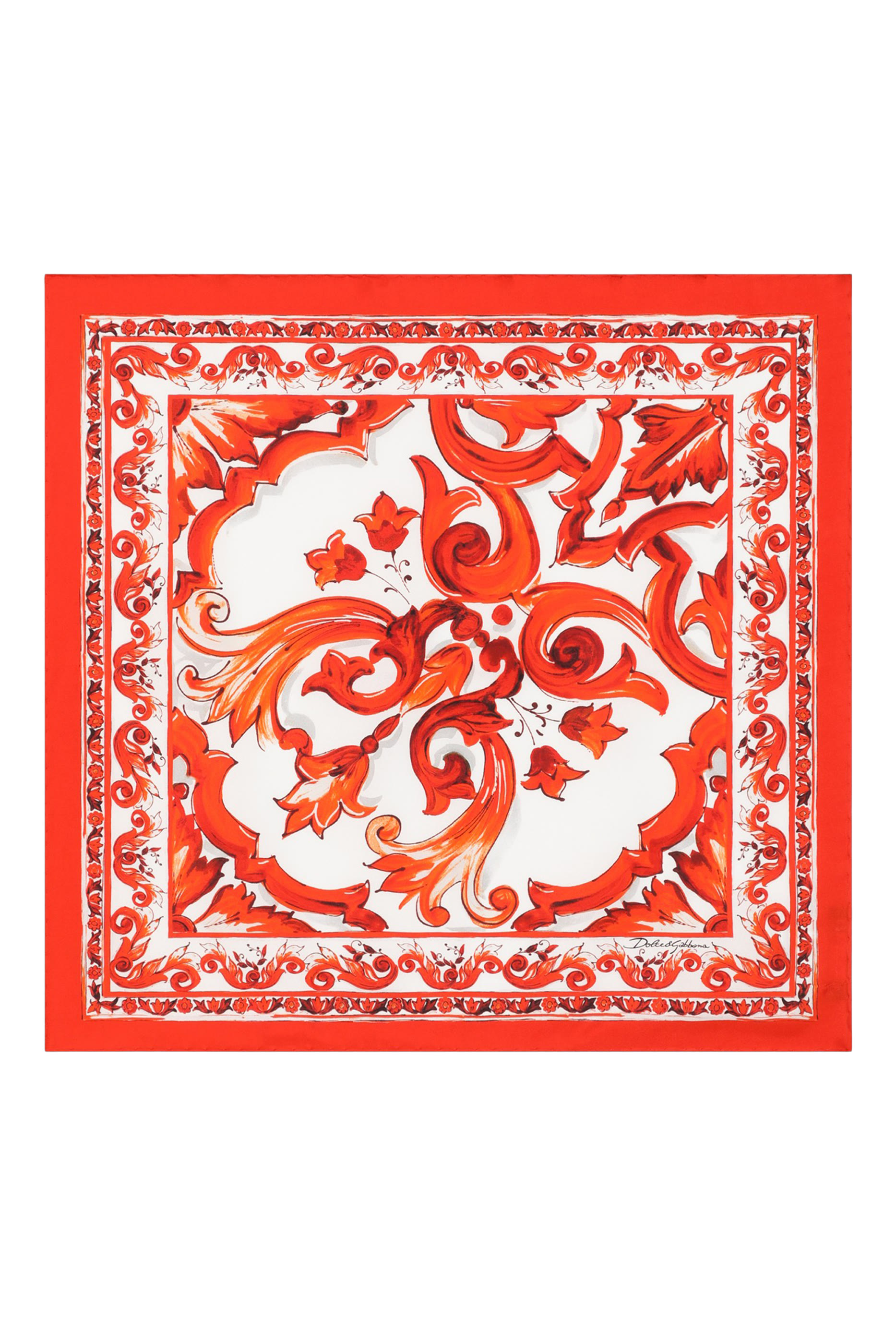 Majolica-Print Silk Twill Scarf