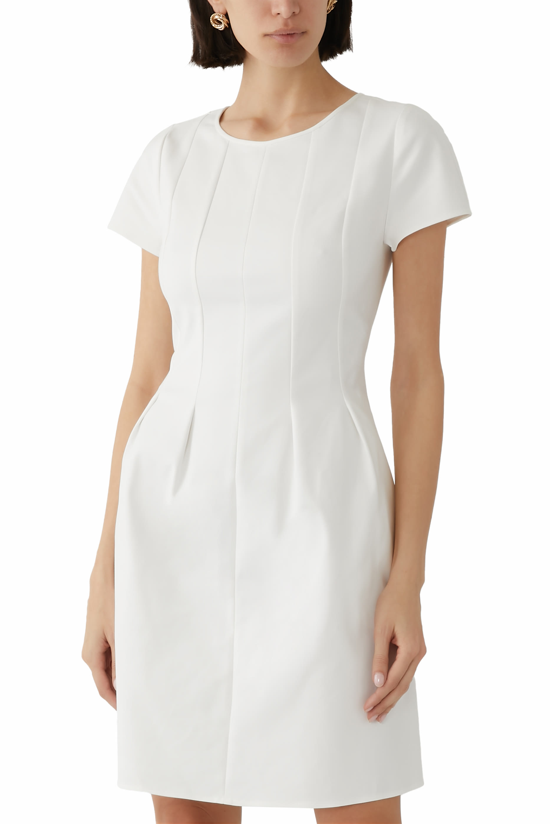 Couture Cotton Blend Dress with Pleats