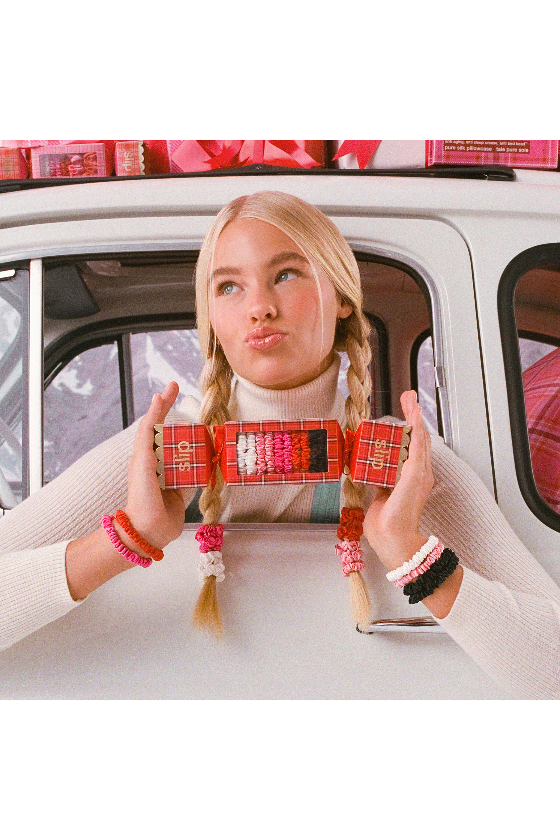 Jean Mixed Silk Scrunchie Bon Bon