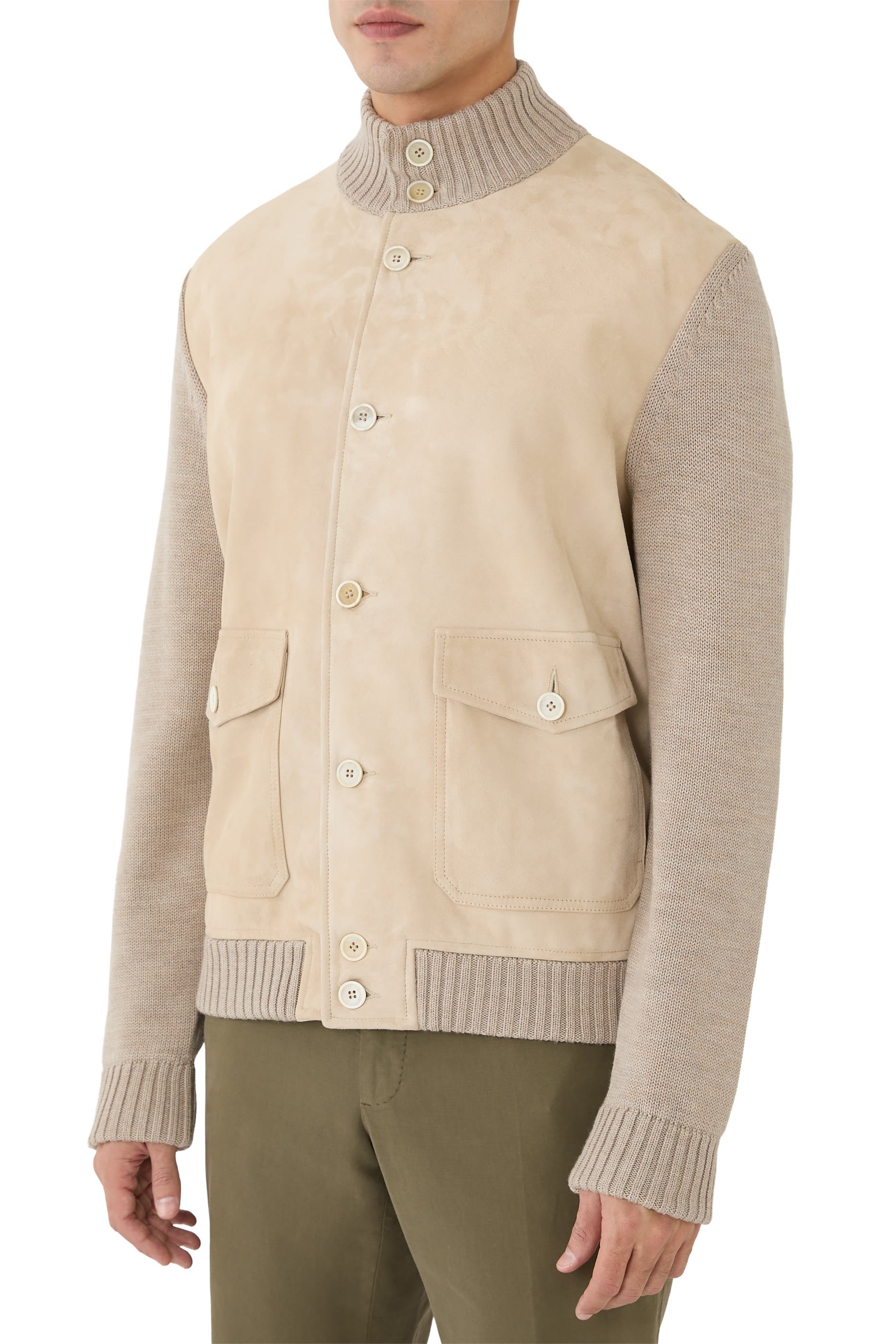 Slim Fit Suede and Wool Jacket