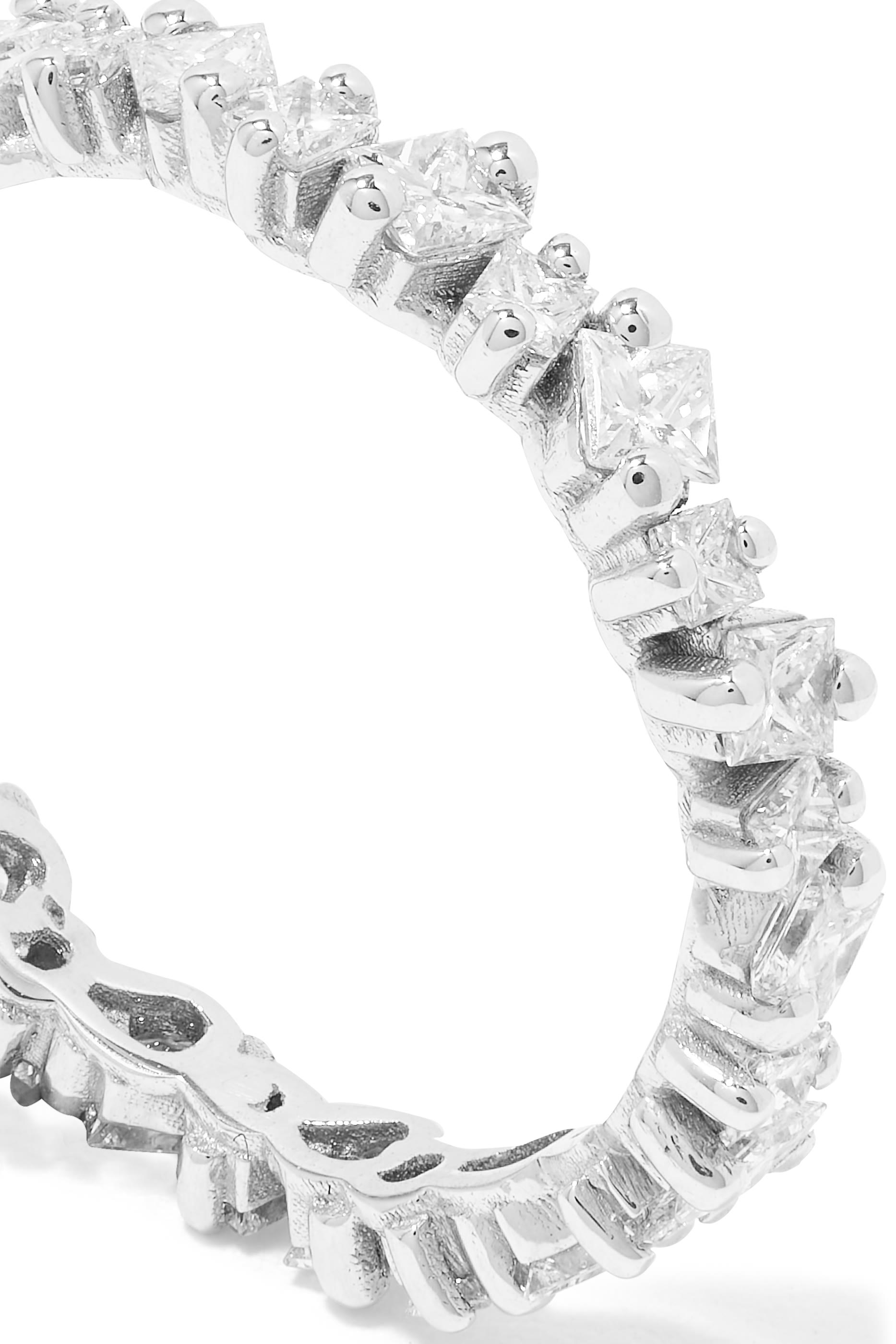 Princess Cut Eternity Band, White Gold & Diamond