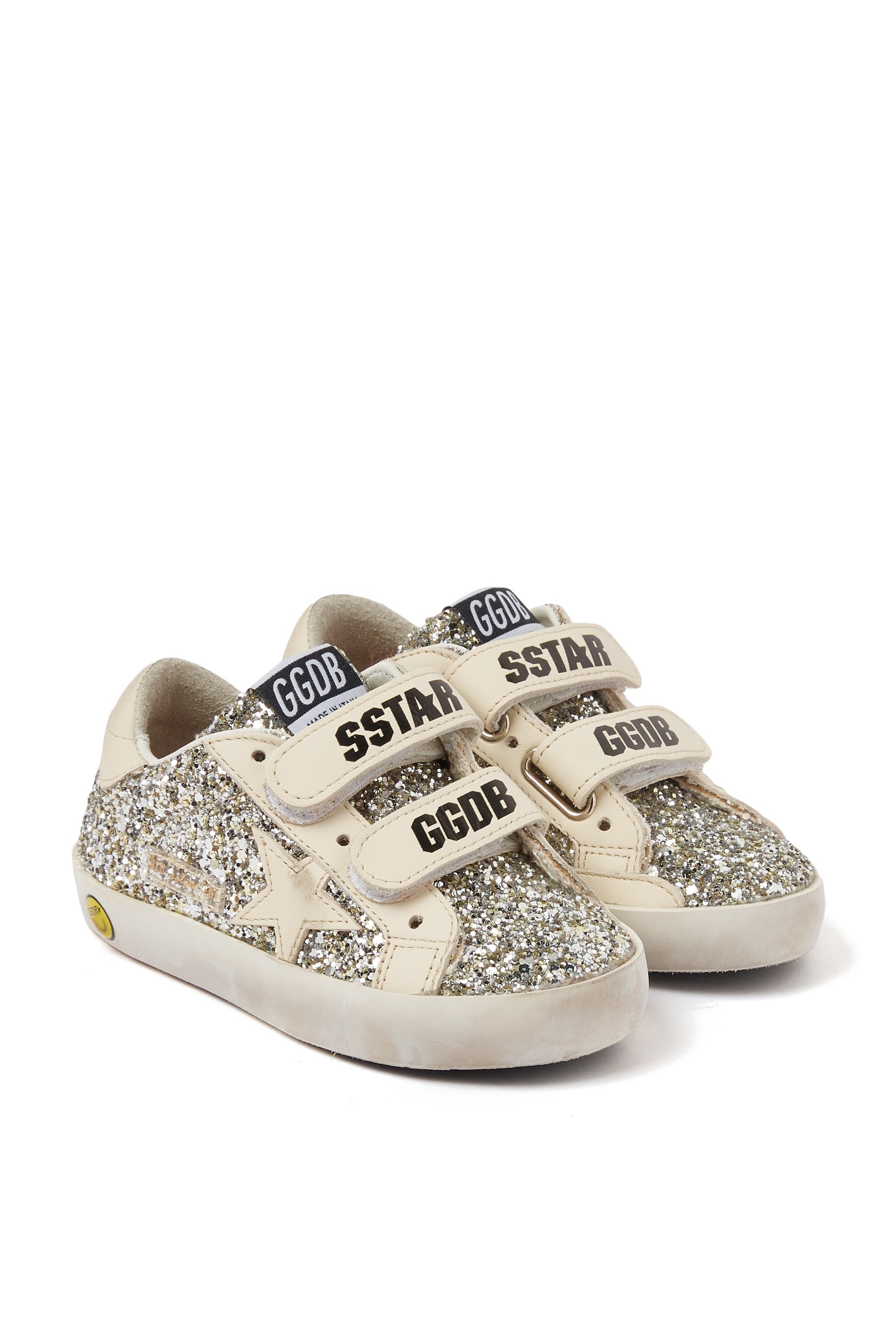 Kids Old School Leather Star & Glitter Sneakers