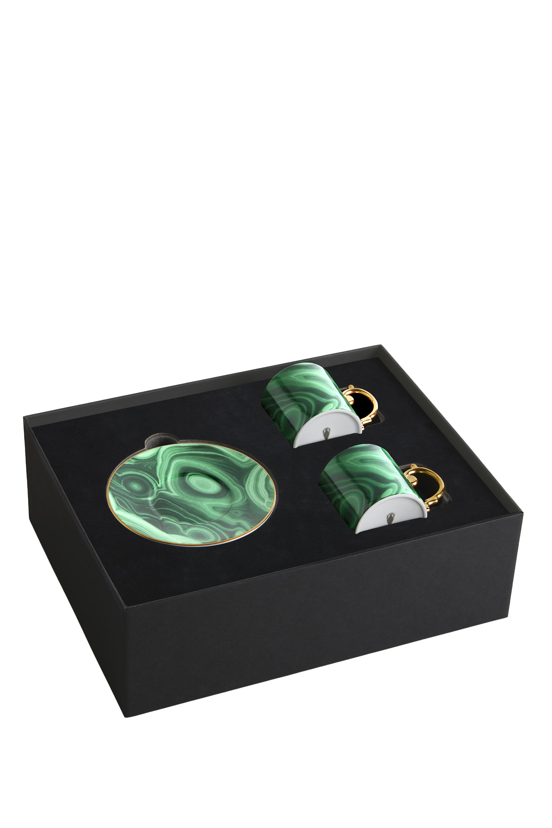 Malachite Espresso Cup & Saucer, Set of 2